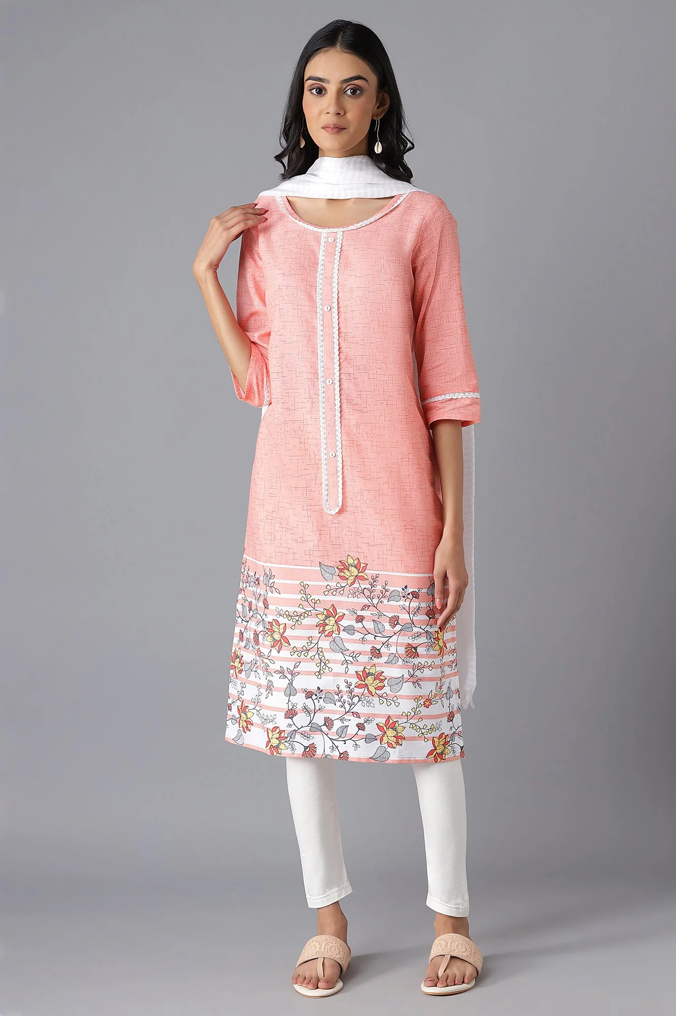 Peach Printed kurta - Image 5