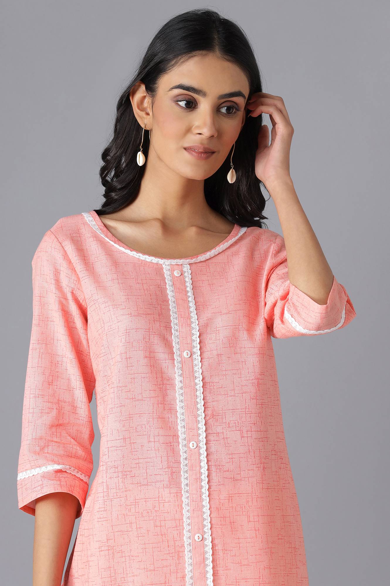 Peach Printed kurta - Image 6