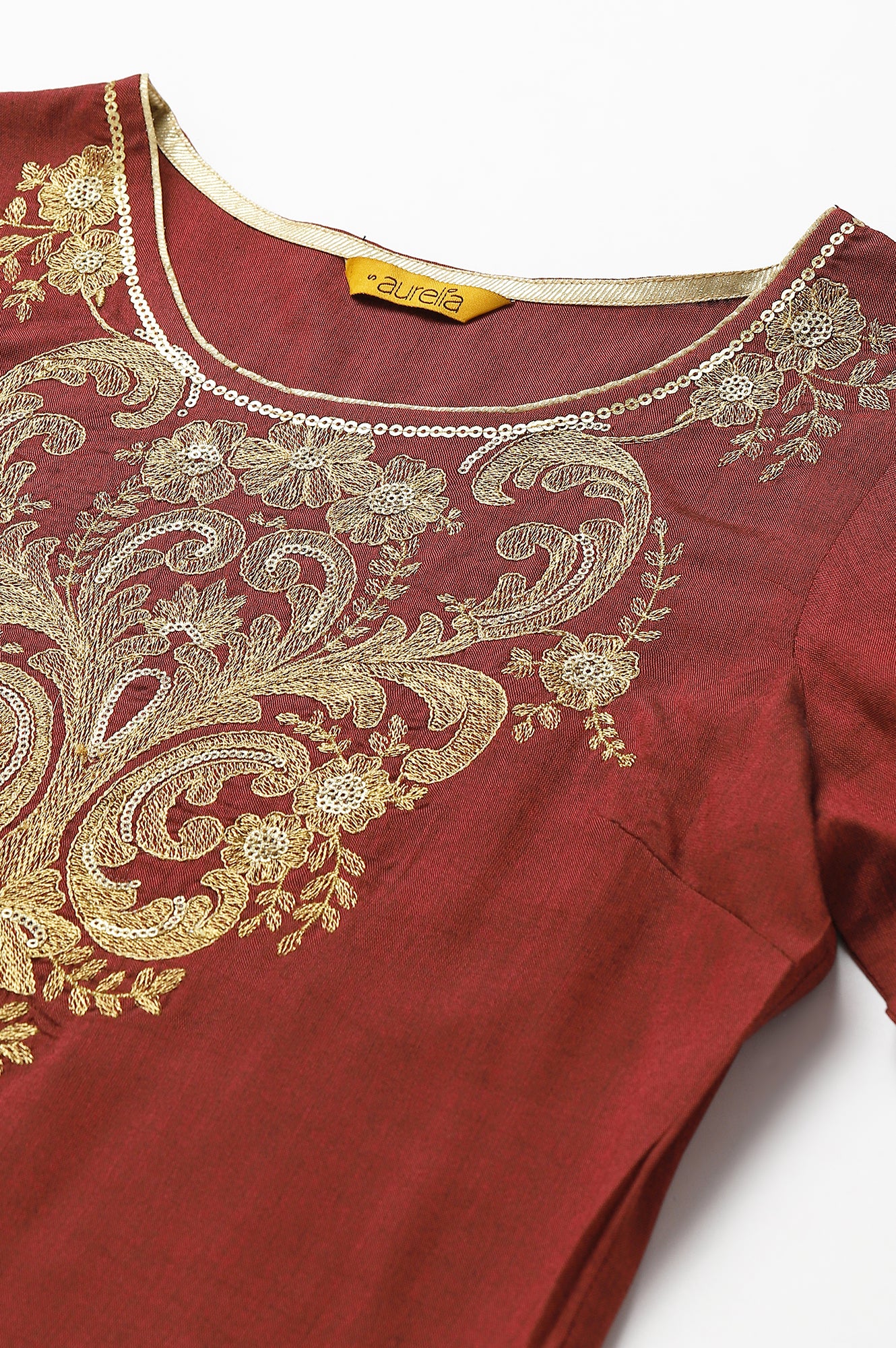 Peach Rayon Dori Embroidered kurta - Image 2