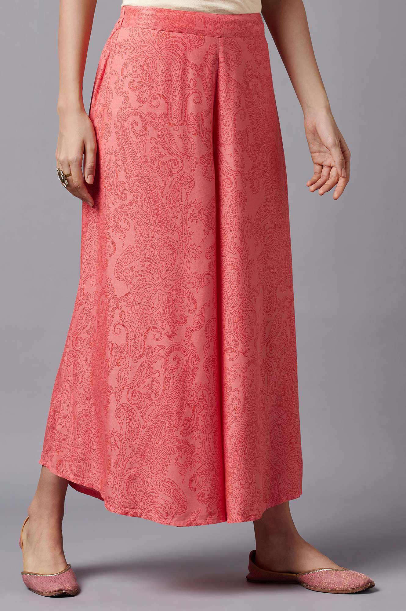 Peach Solid Culottes - Image 4