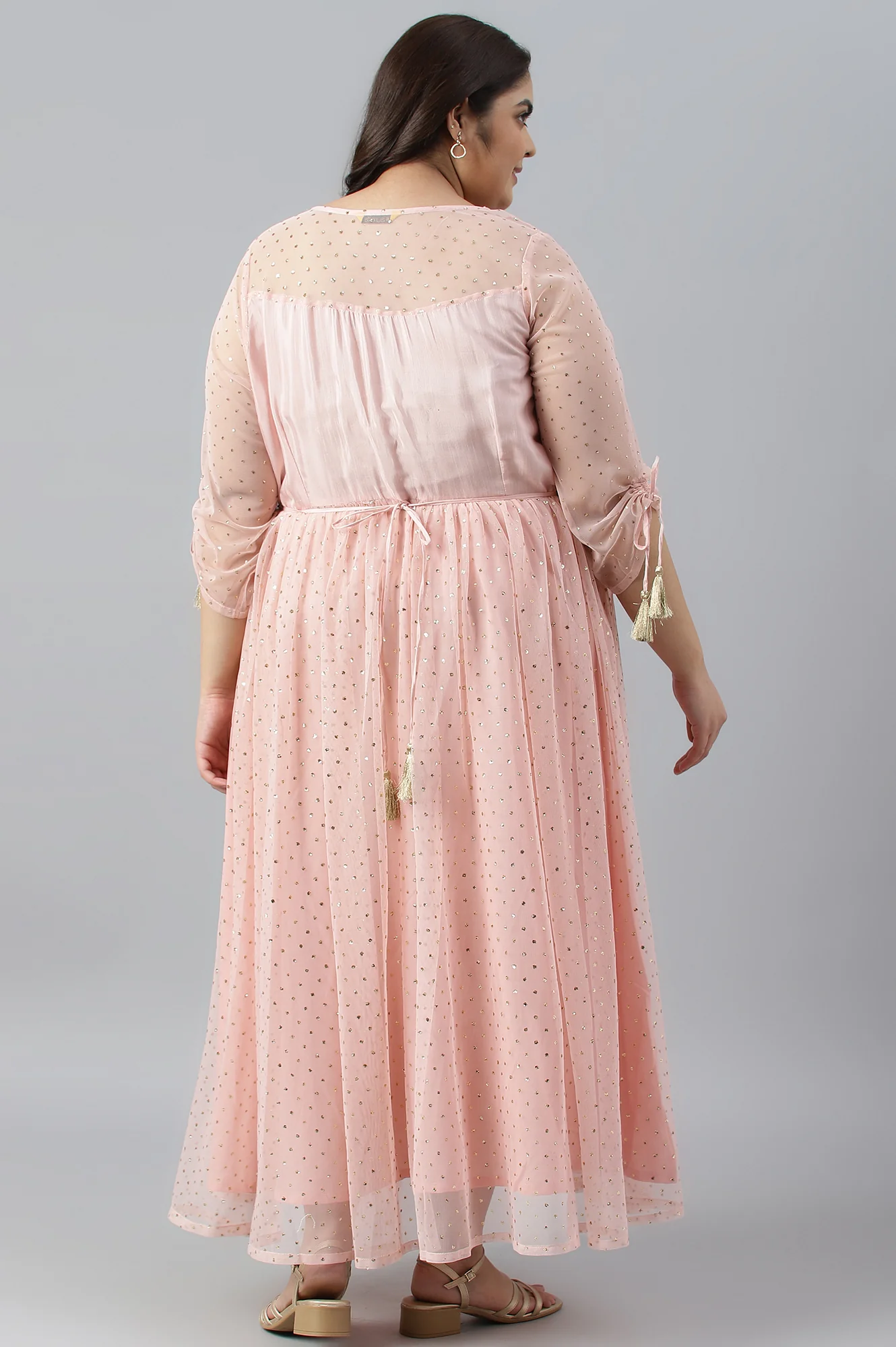 Pink A-Line Glitter Print Plus Size Dress - Image 2