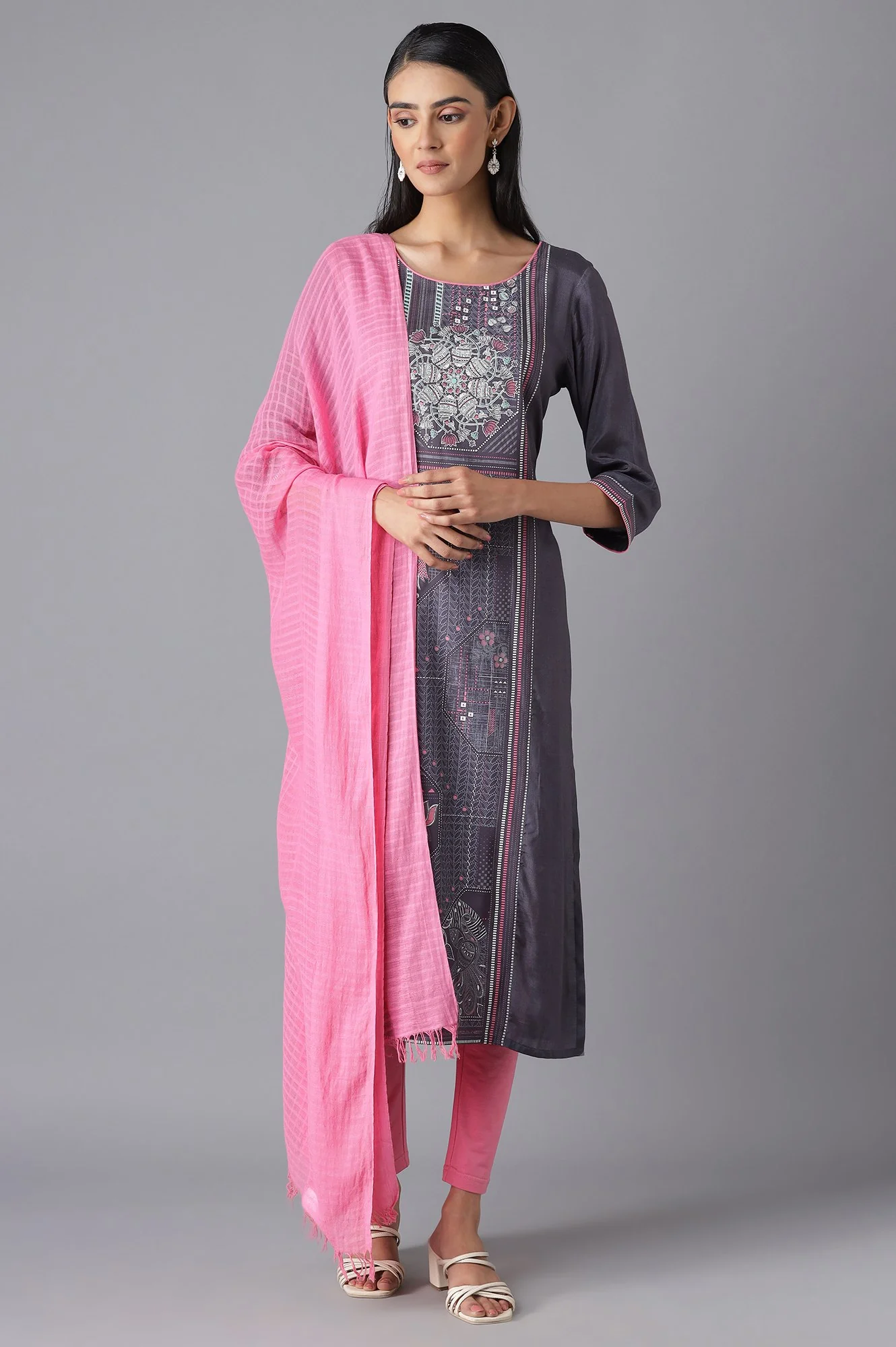 Pink Cotton South Dupatta - Image 3