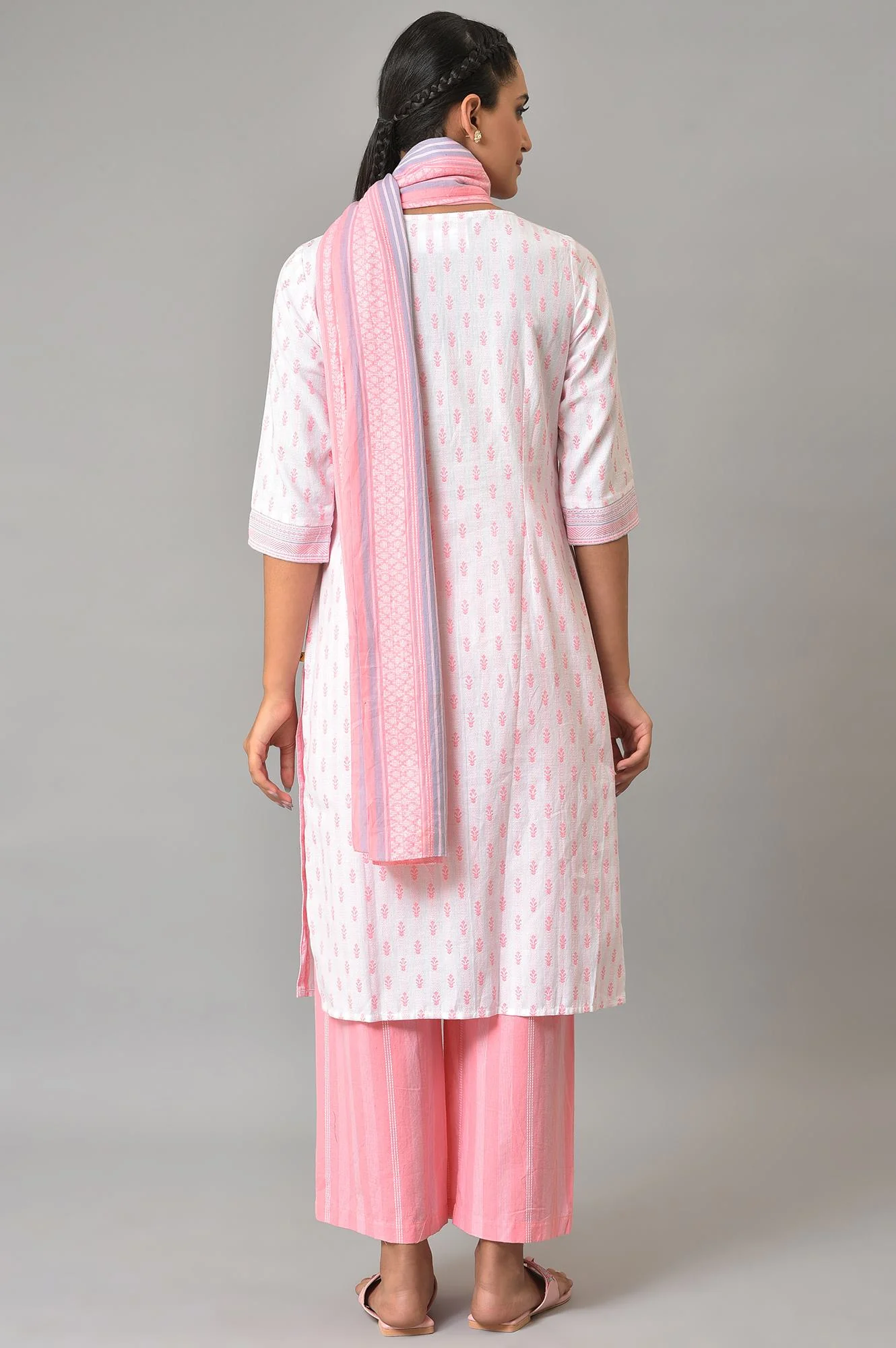 Pink Cotton Summer Plus Size kurta Set - Image 2