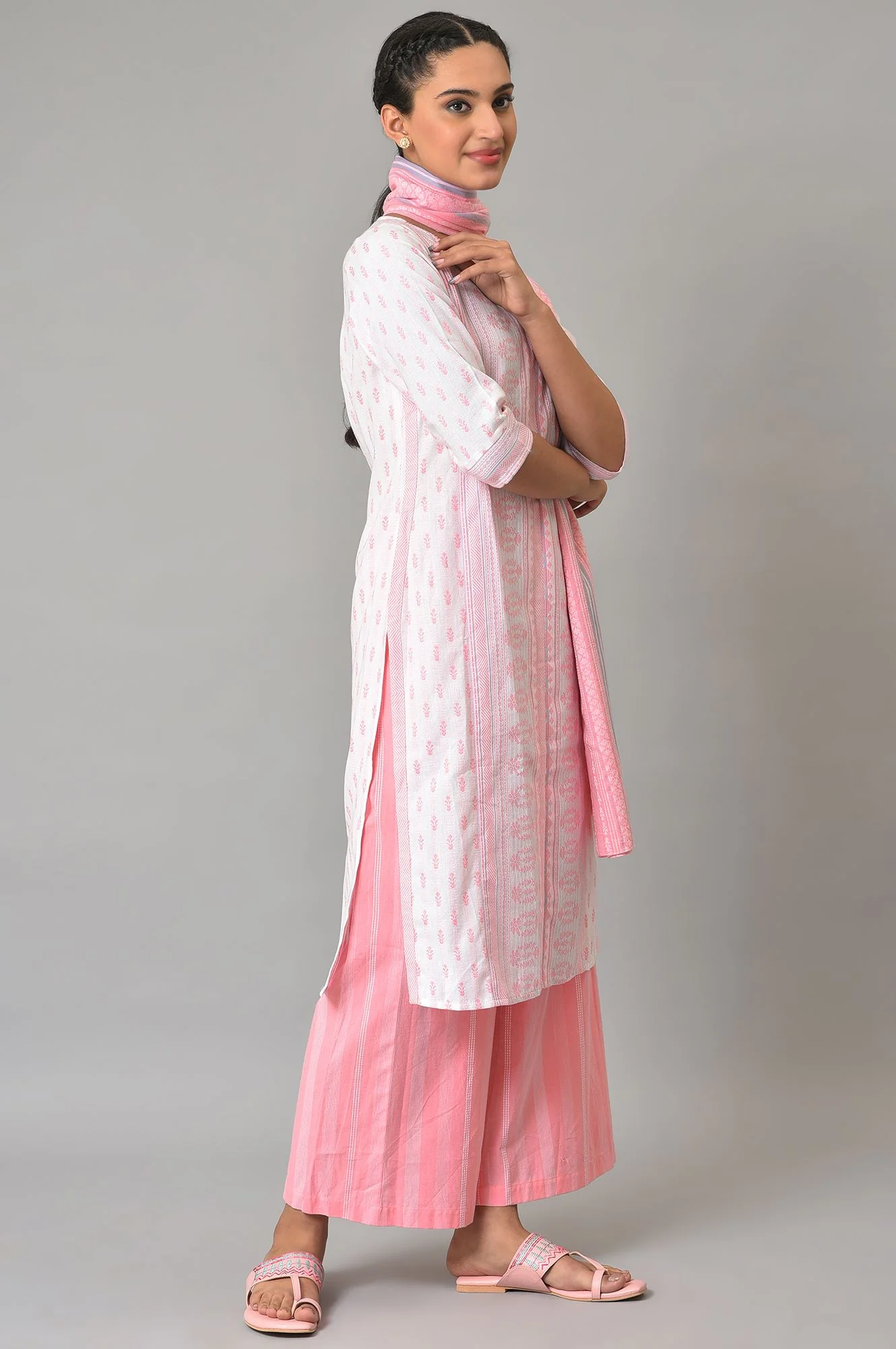 Pink Cotton Summer Plus Size kurta Set - Image 4