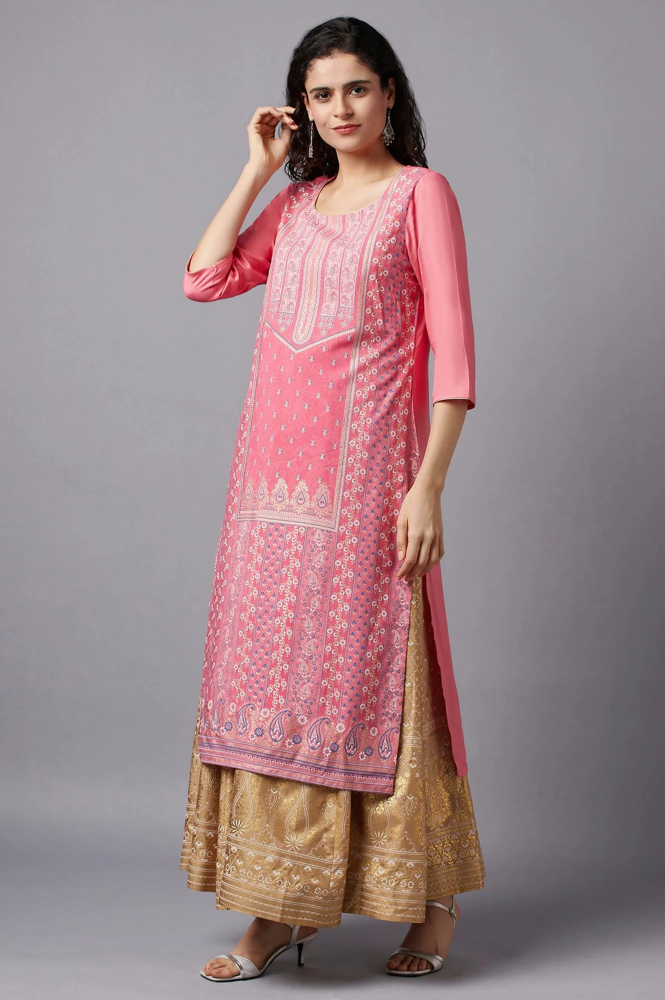 Pink Festive Ethnic kurta - Image 3