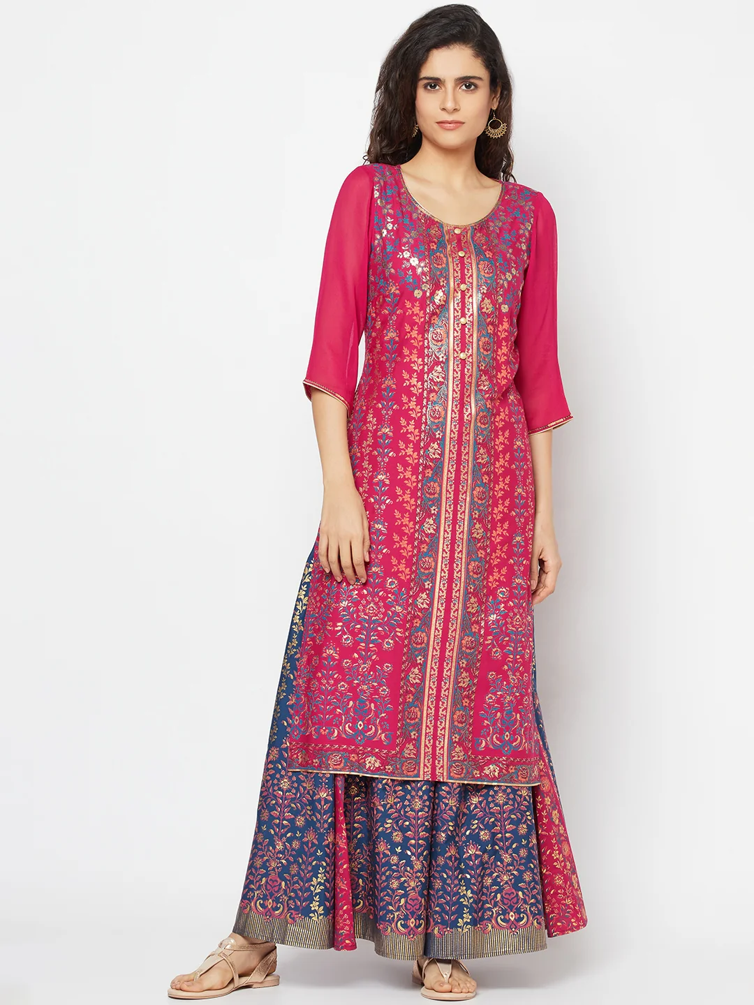 Pink Festive kurta & Skirt Set