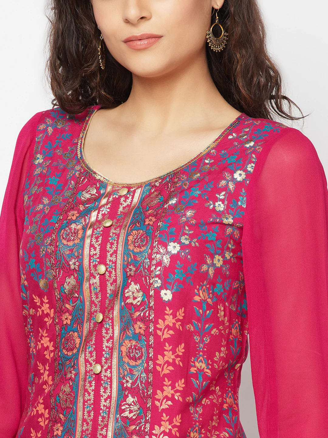 Pink Festive kurta & Skirt Set - Image 5