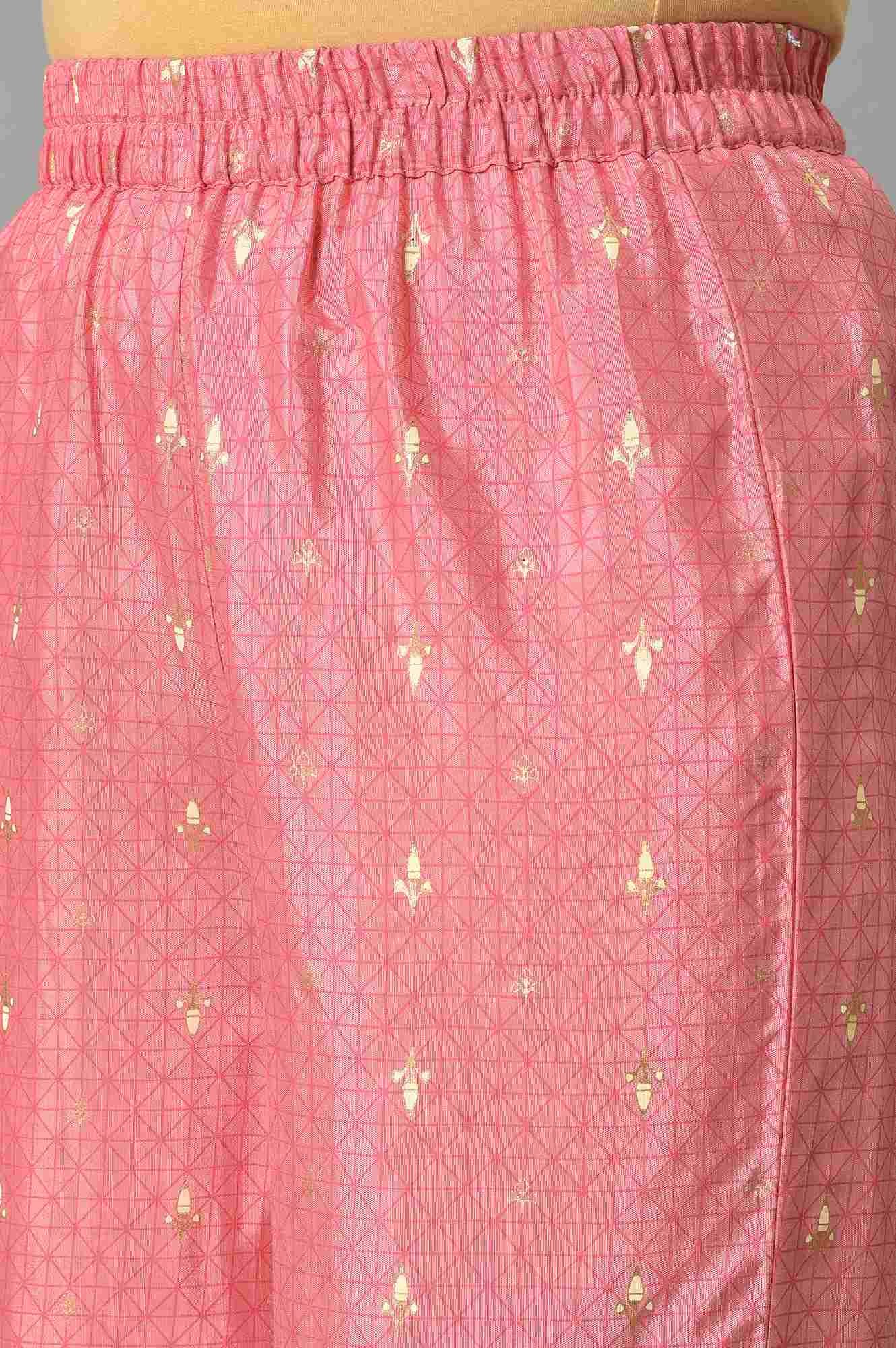 Pink Festive kurta With Narrow Palaza And Yellow Dupatta - Image 7