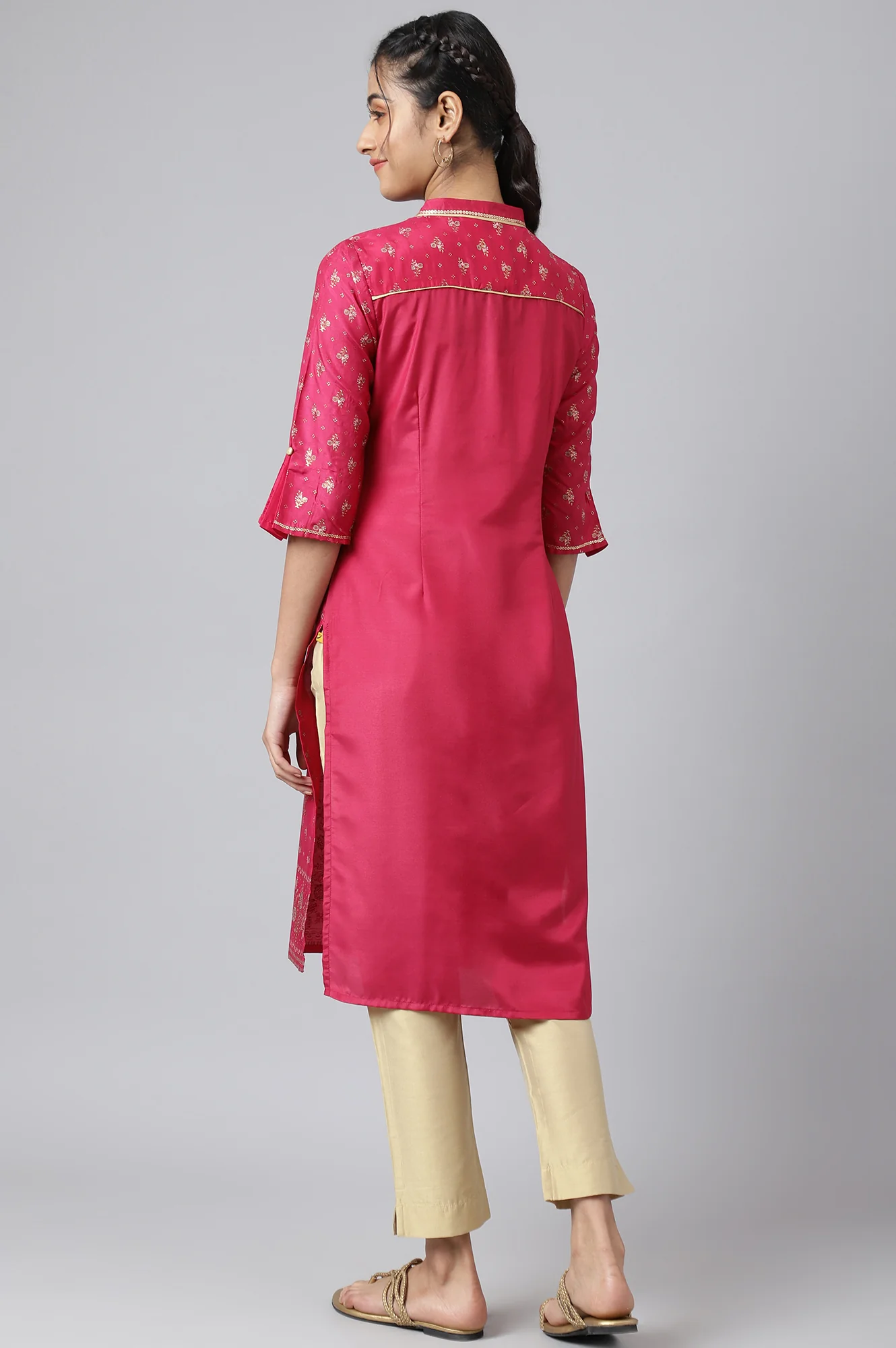 Pink Festive Straight Silhouette Ethnic kurta - Image 4