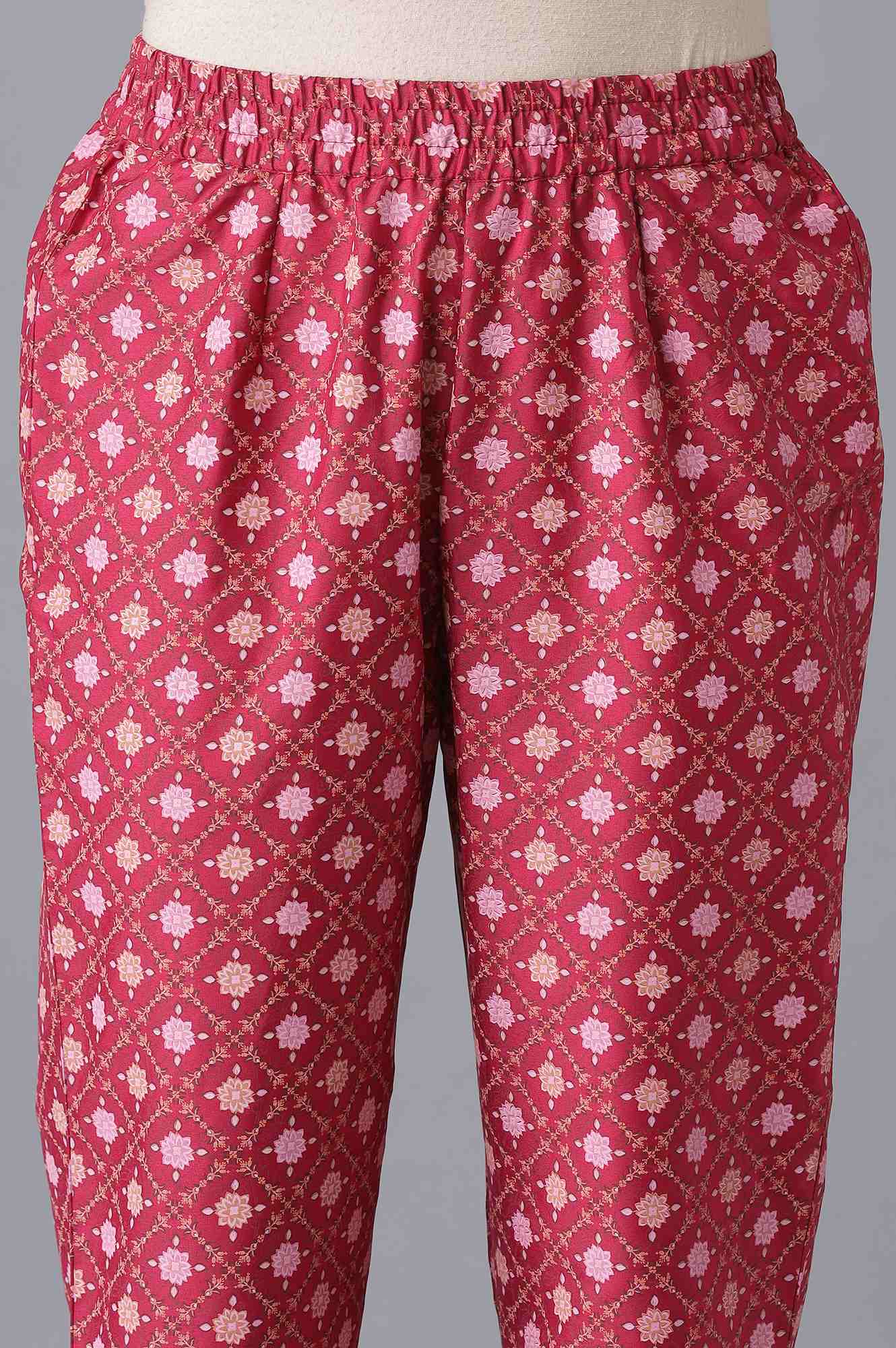Pink Floral Print kurta and Trousers Set - Image 6