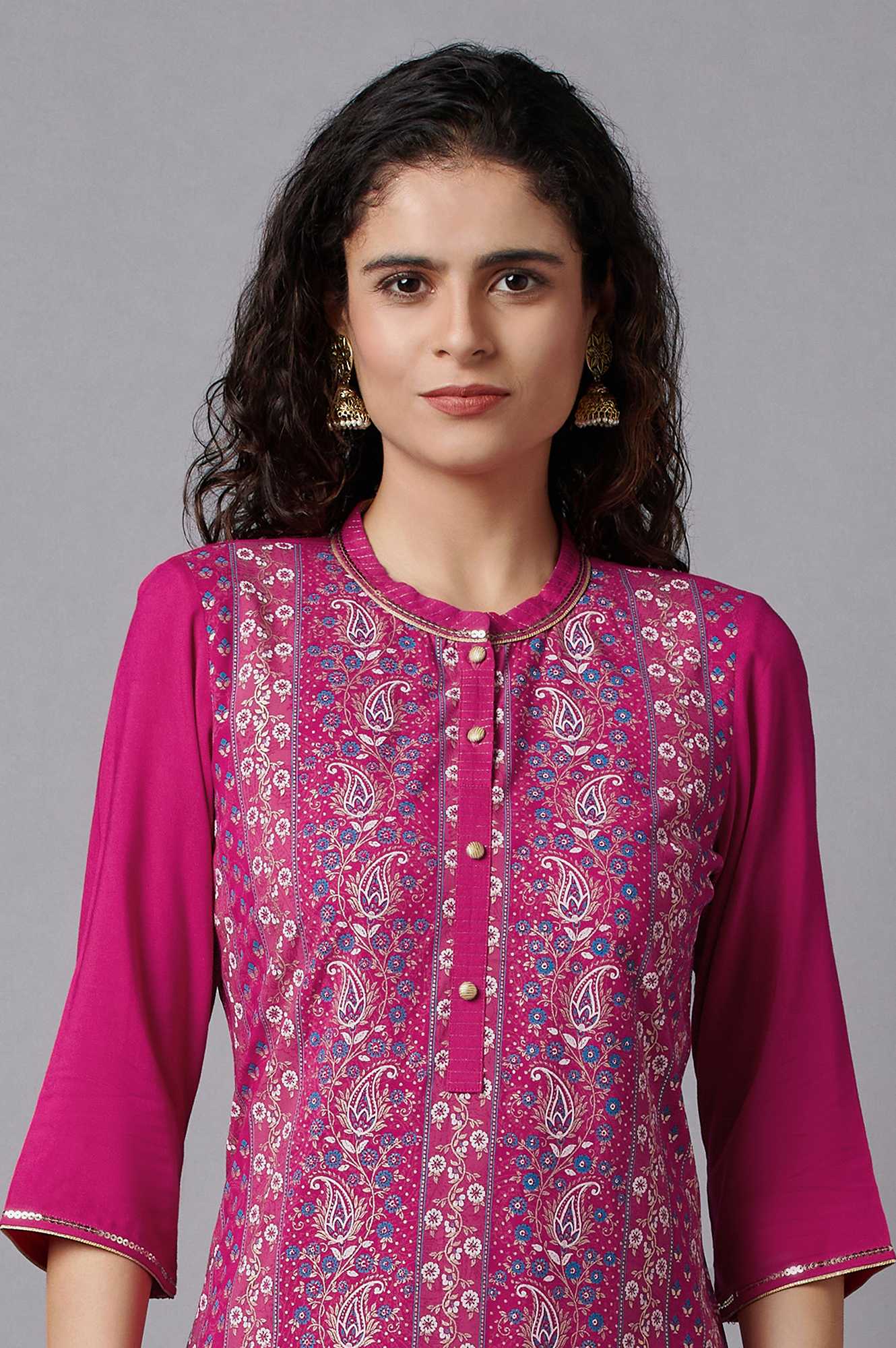 Pink Floral Printed kurta - Image 5