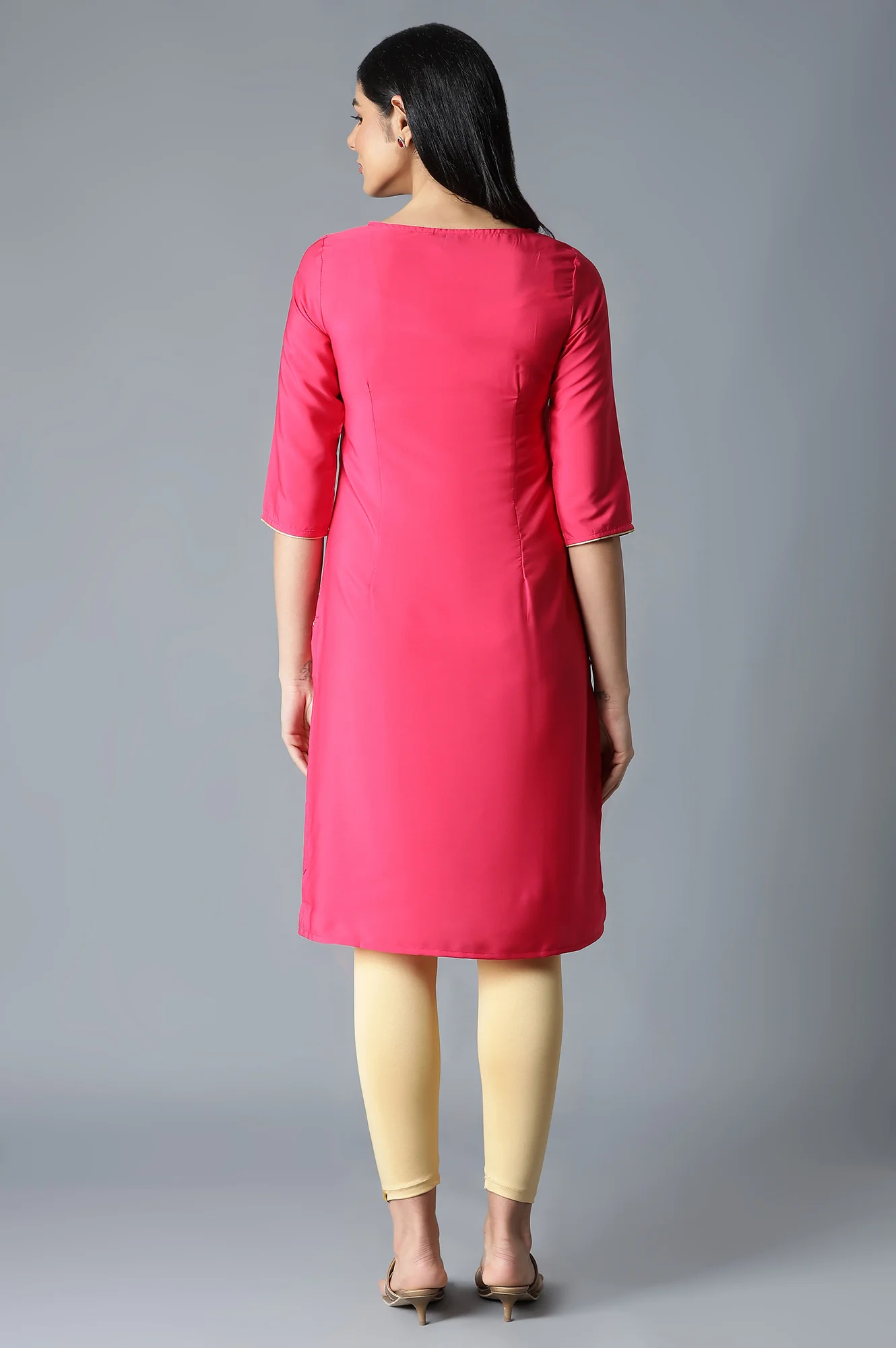 Pink Floral Printed kurta - Image 2
