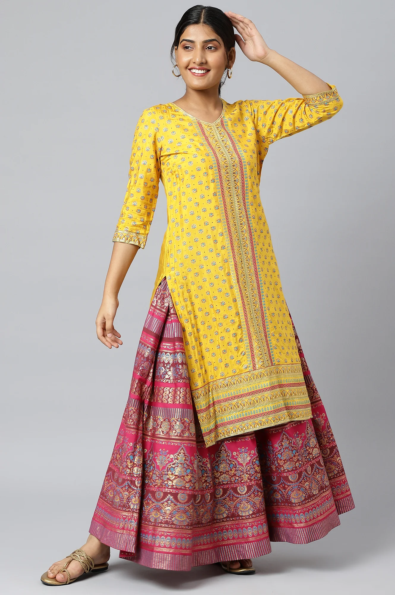 Pink Foil Print Circular Skirt - Image 4