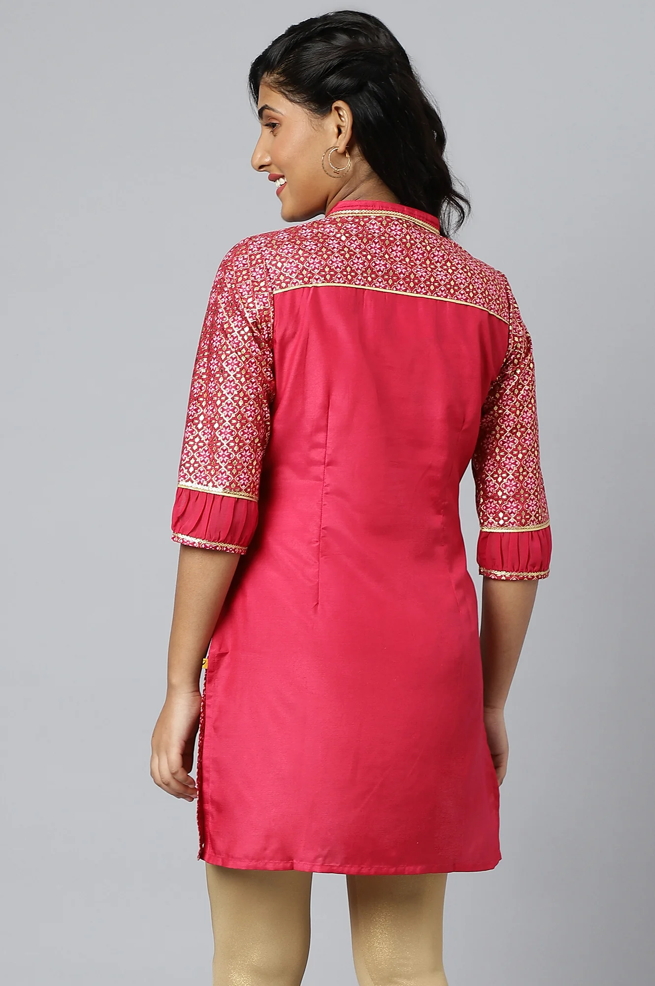 Pink Georgette Short Plus Size kurta - Image 4