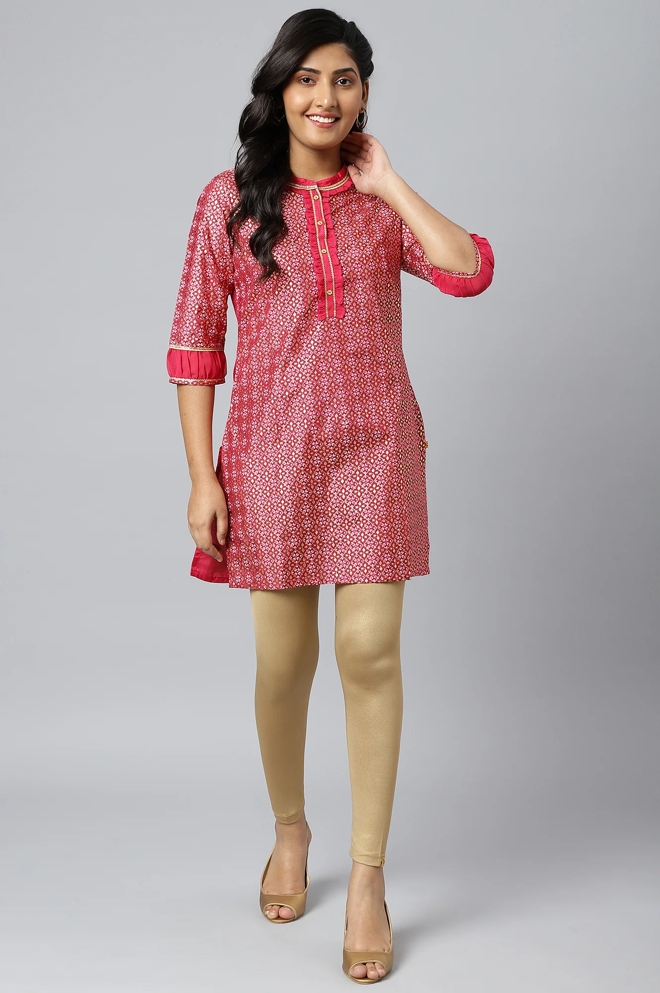 Pink Georgette Short Plus Size kurta - Image 5