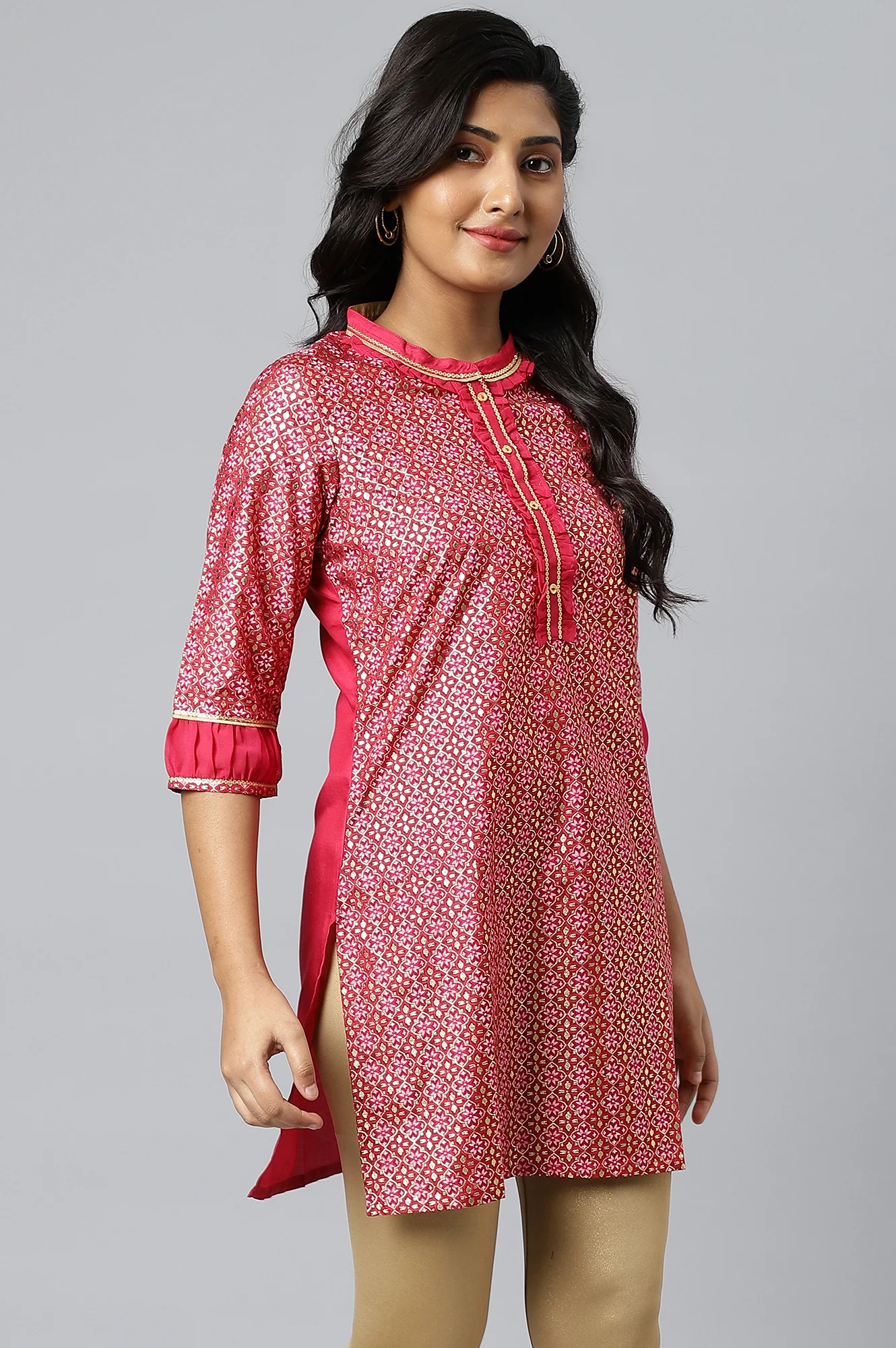 Pink Georgette Short Plus Size kurta - Image 6