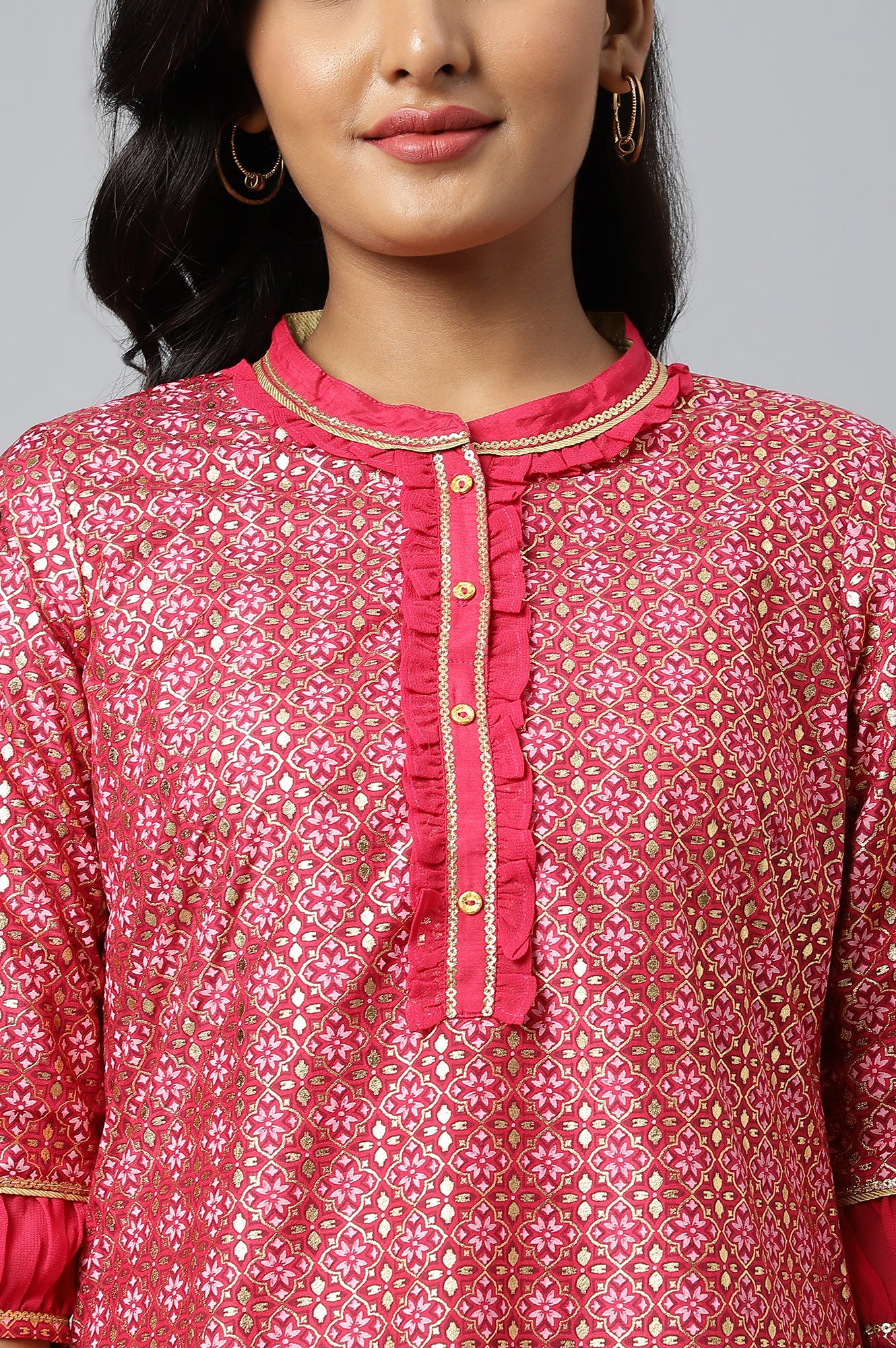 Pink Georgette Short Plus Size kurta - Image 8