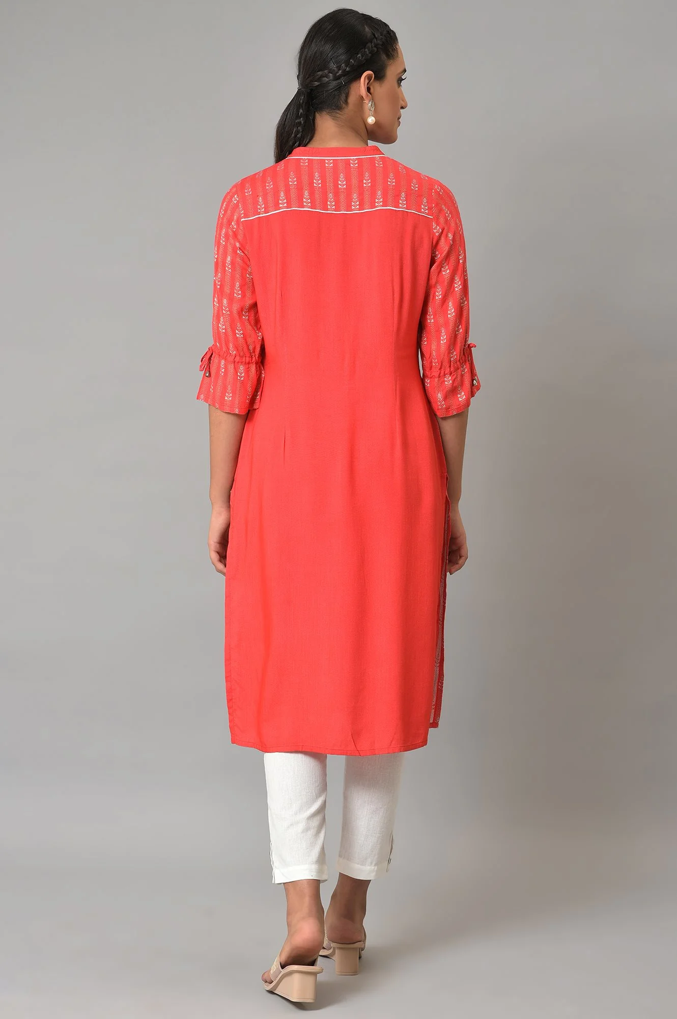 Pink Printed Dobby kurta - Image 2