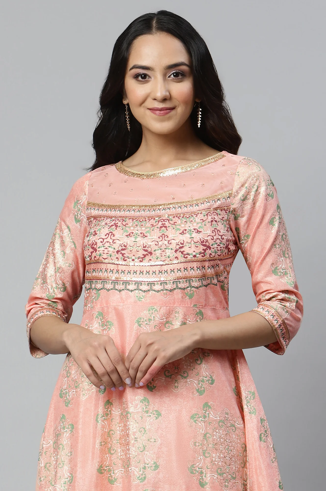 Pink Printed Dress wirh Cutout Details - Image 6