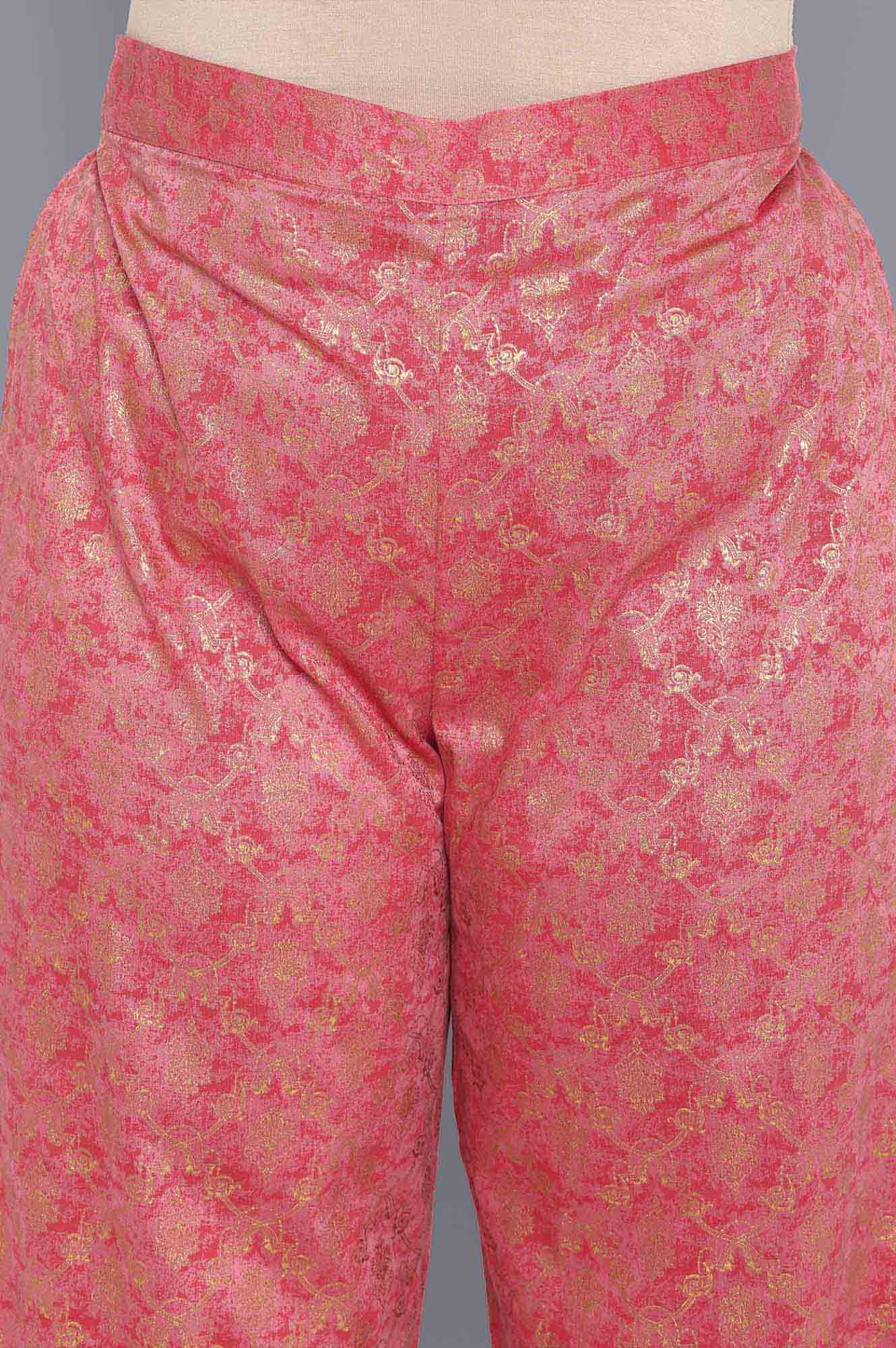 Pink Printed Palazzos - Image 6