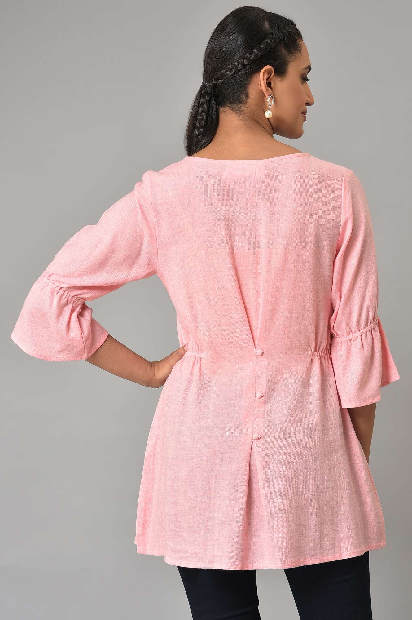 Pink Thread Embroidered Summer kurta - Image 2