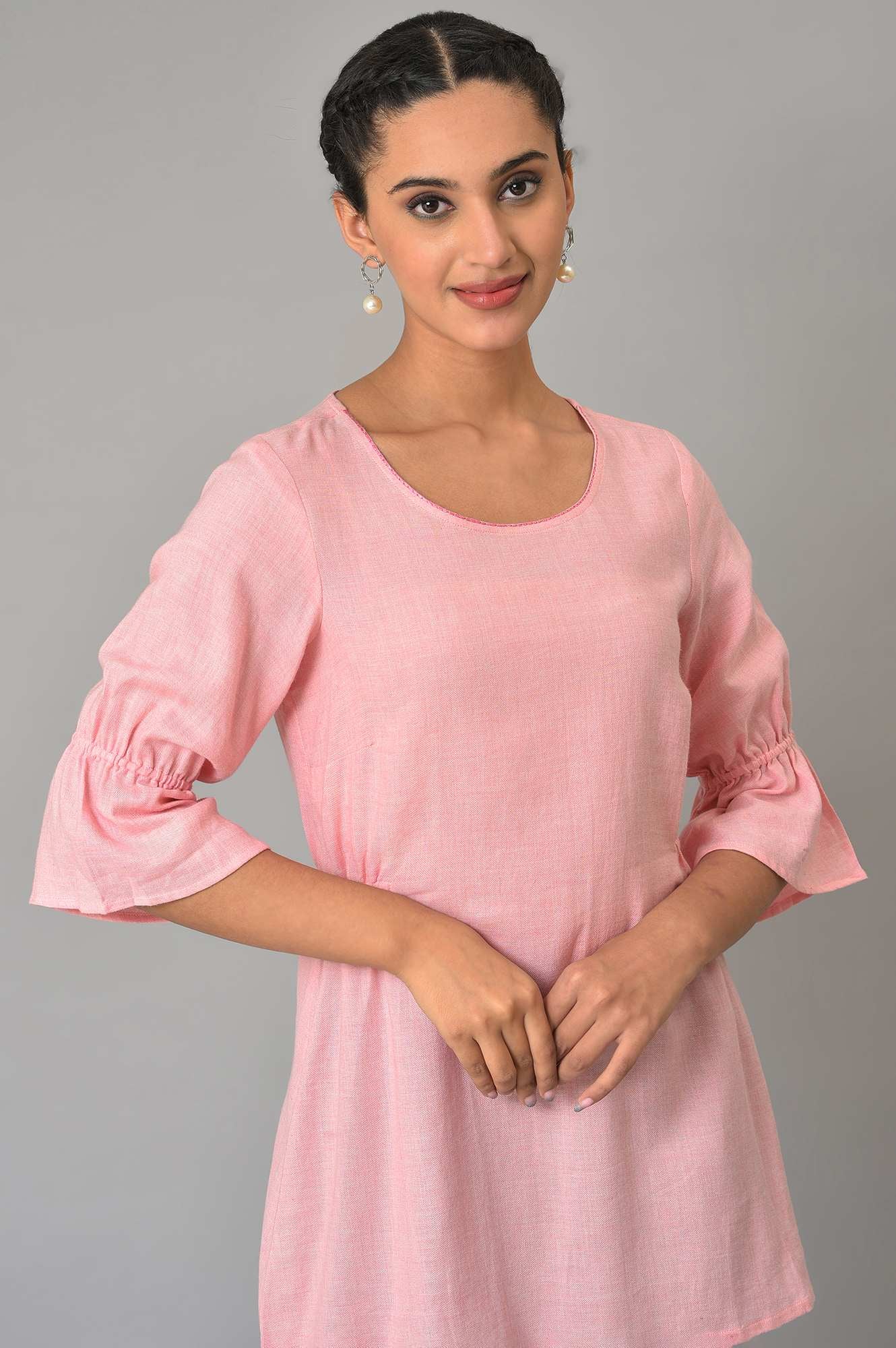Pink Thread Embroidered Summer kurta - Image 5
