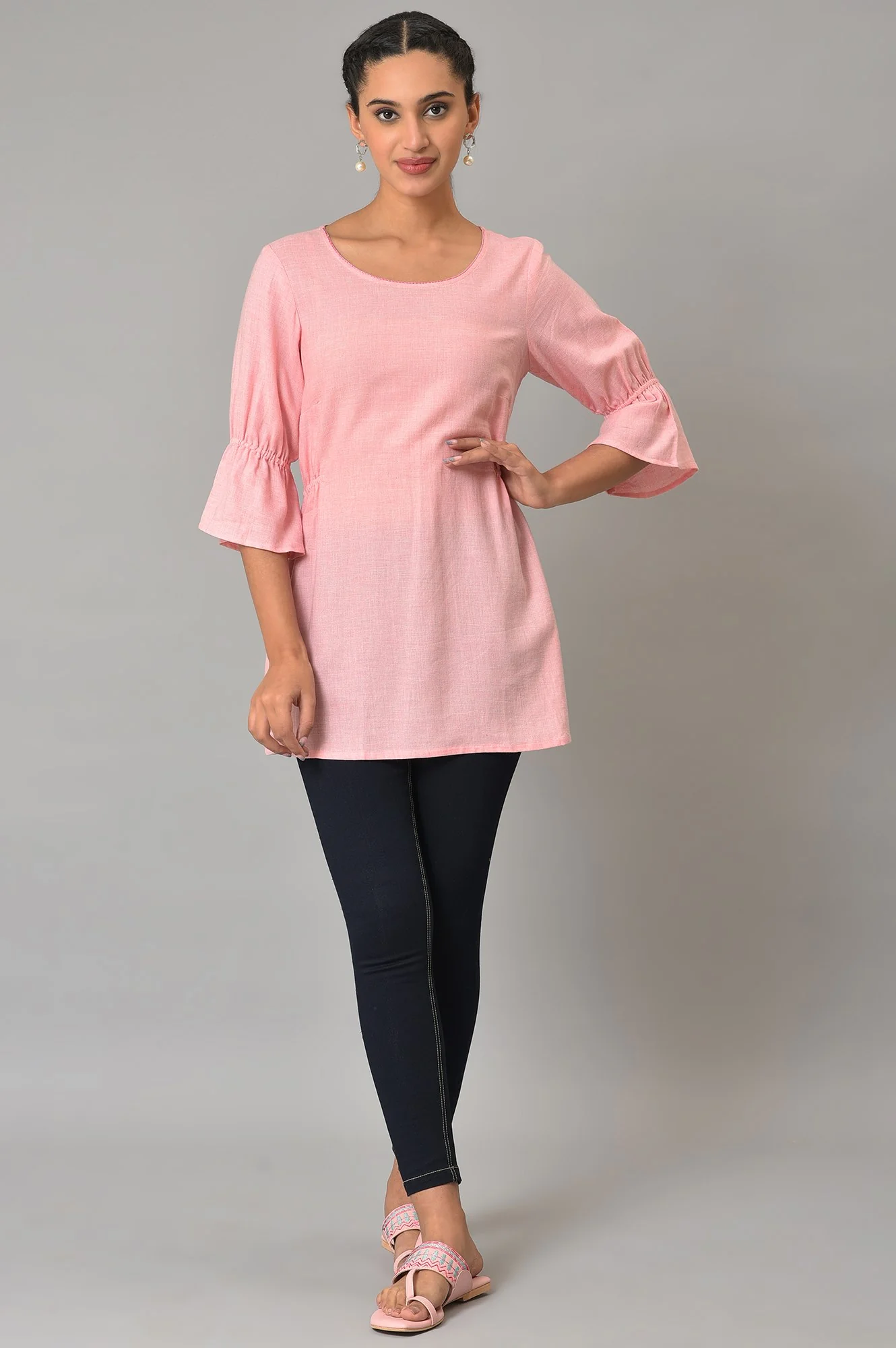 Pink Thread Embroidered Summer kurta - Image 6