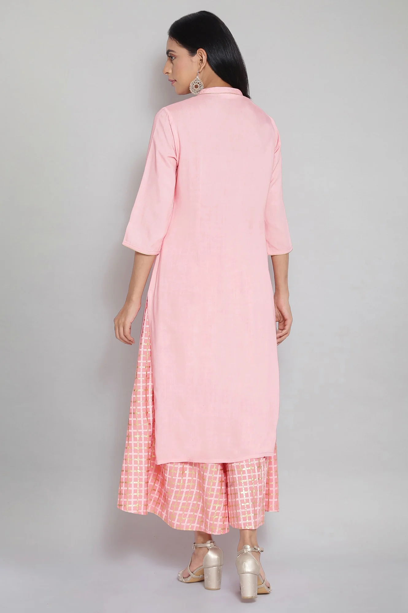 Pink Zari Embroidered kurta - Image 2