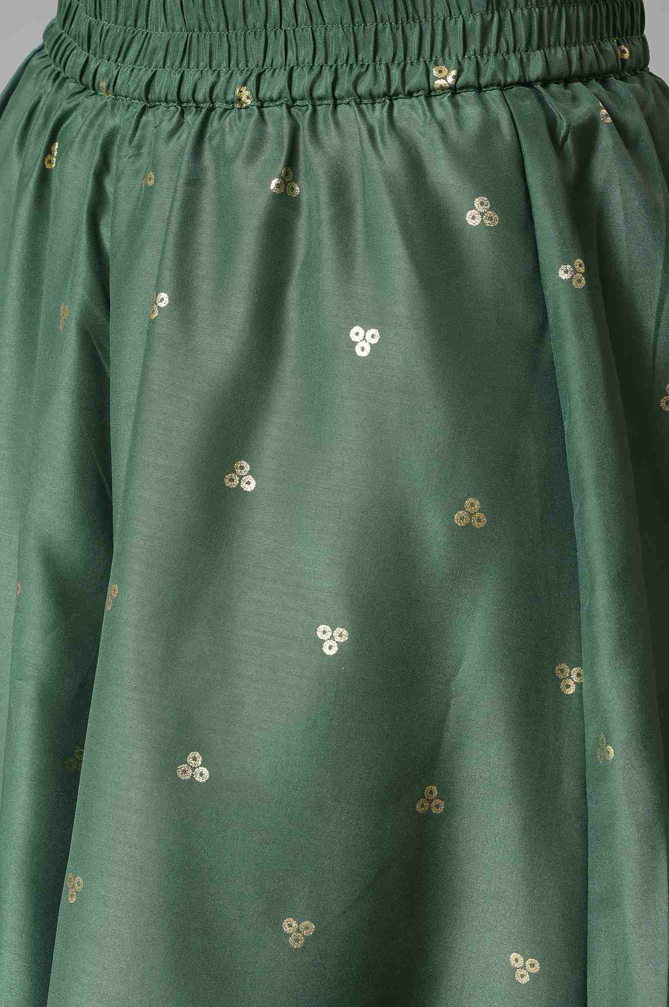 Pink Zari Embroidered kurta with Green Palazzo and Dupatta - Image 7