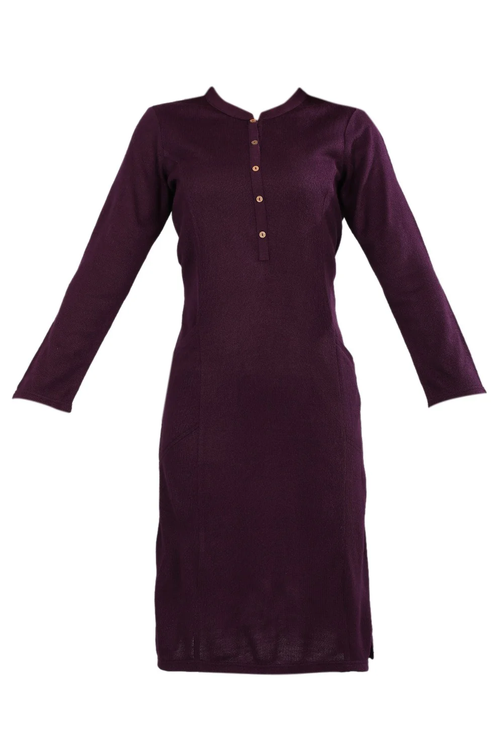 Purple Band Collar Yarn-dyed Winter kurta - Image 5