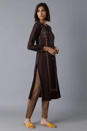 Purple Coins and Sequins Embellished kurta with Parallel Pants - Image 4