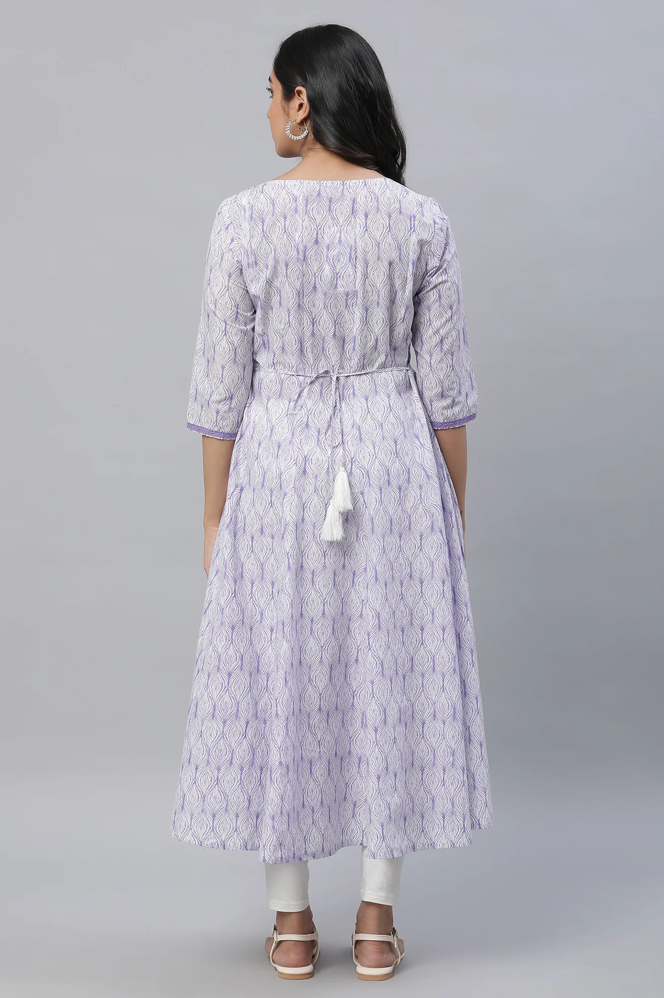 Purple Floral Printed Anarkali Kurta - Image 3