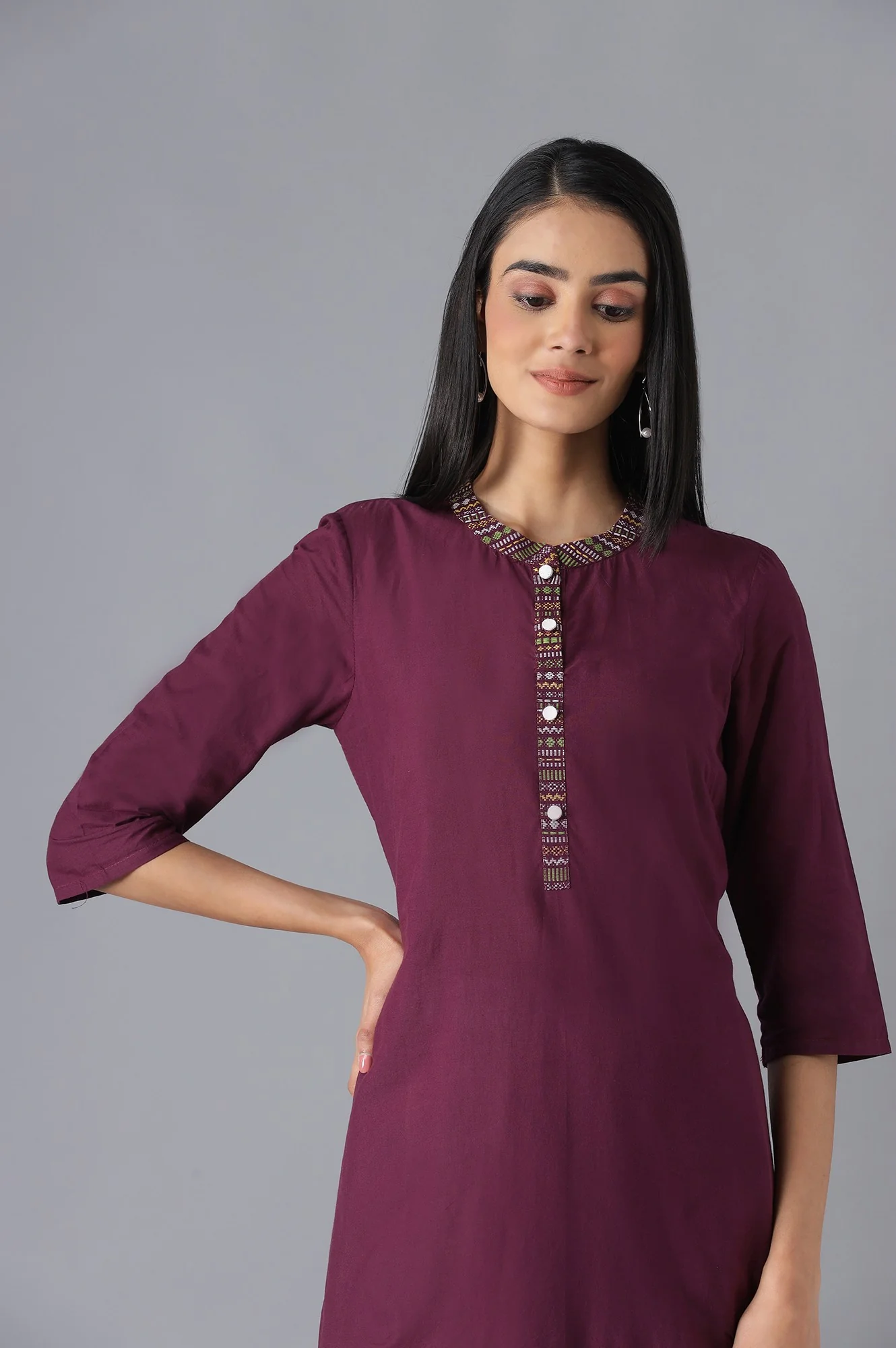 Purple kurta and White Culottes Set - Image 5