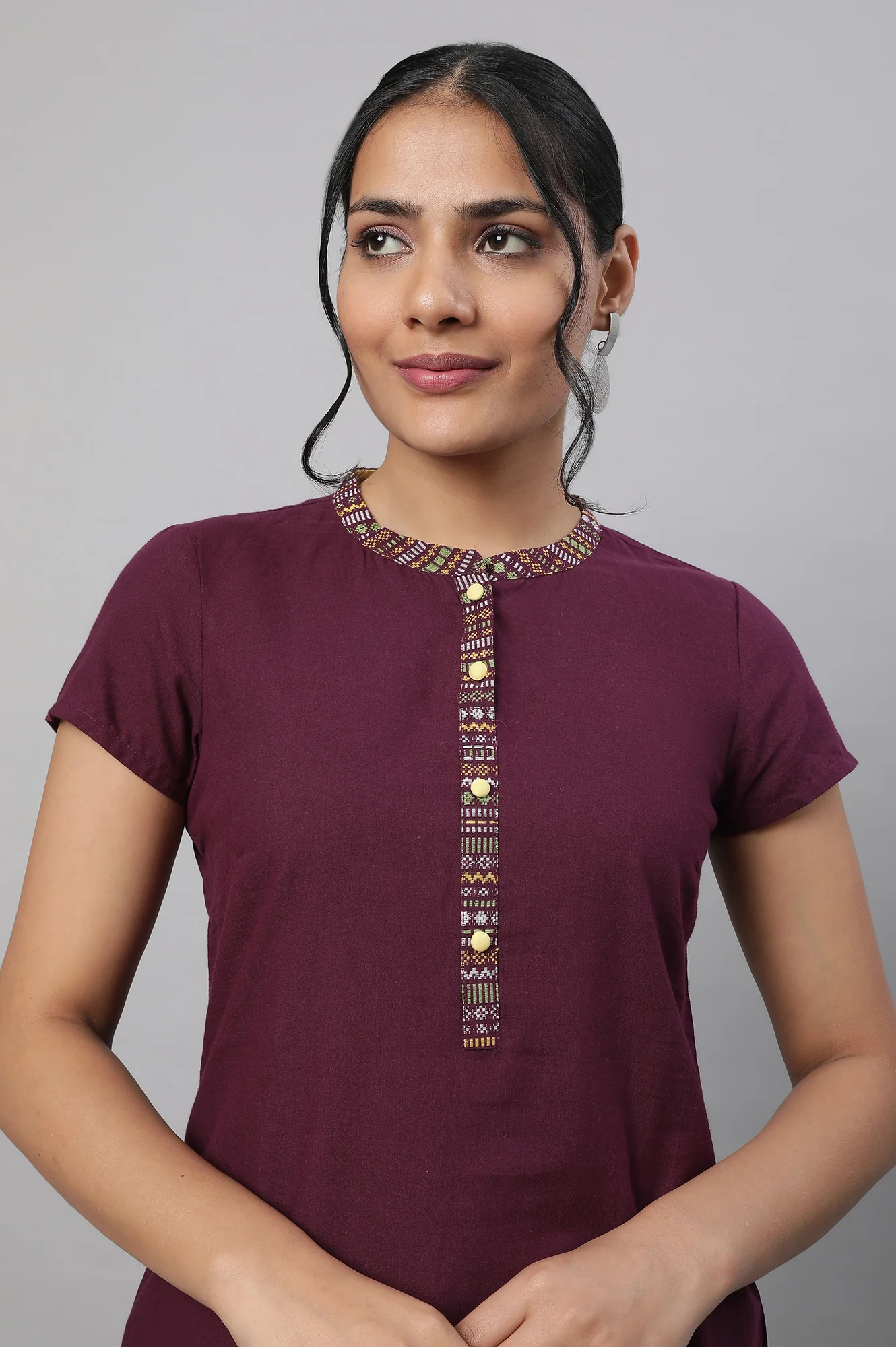 Purple Printed kurta & Tights Set - Image 6