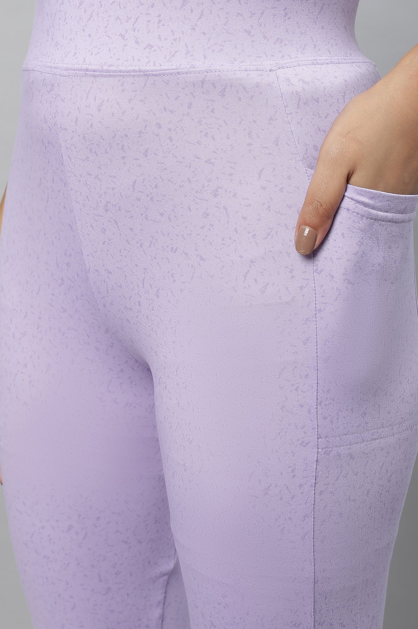 Purple Printed Skinny Fit Yoga Tights With Elasticated Waistband - Image 6