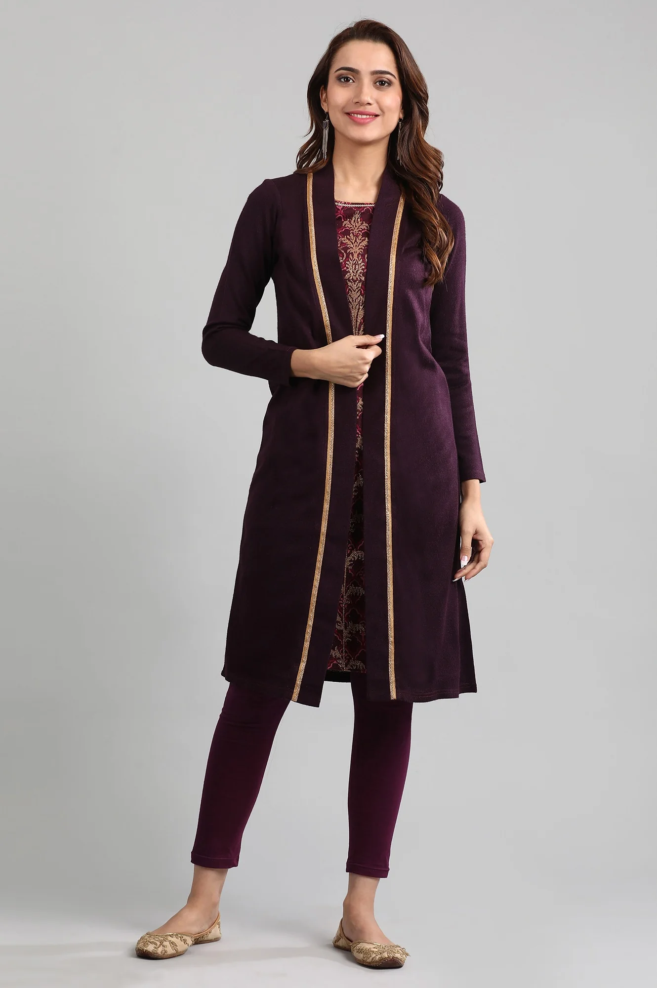 Purple Round Neck Winter kurta - Image 2