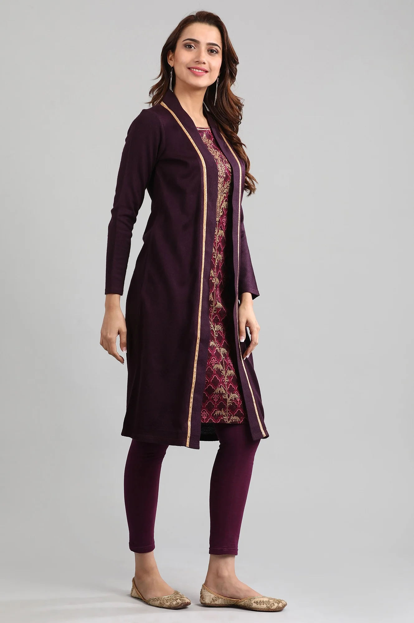 Purple Round Neck Winter kurta - Image 4