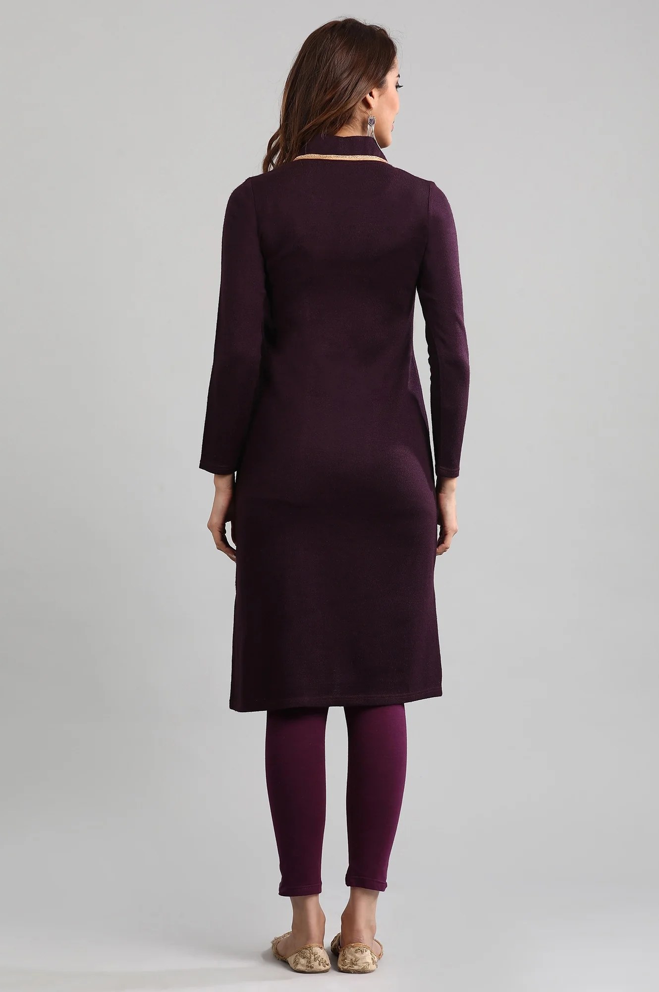 Purple Round Neck Winter kurta - Image 5