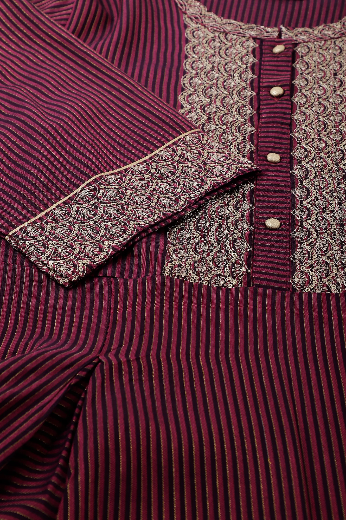 Purple Yarn-Dyed Stripe Print Plus Size Dress - Image 8