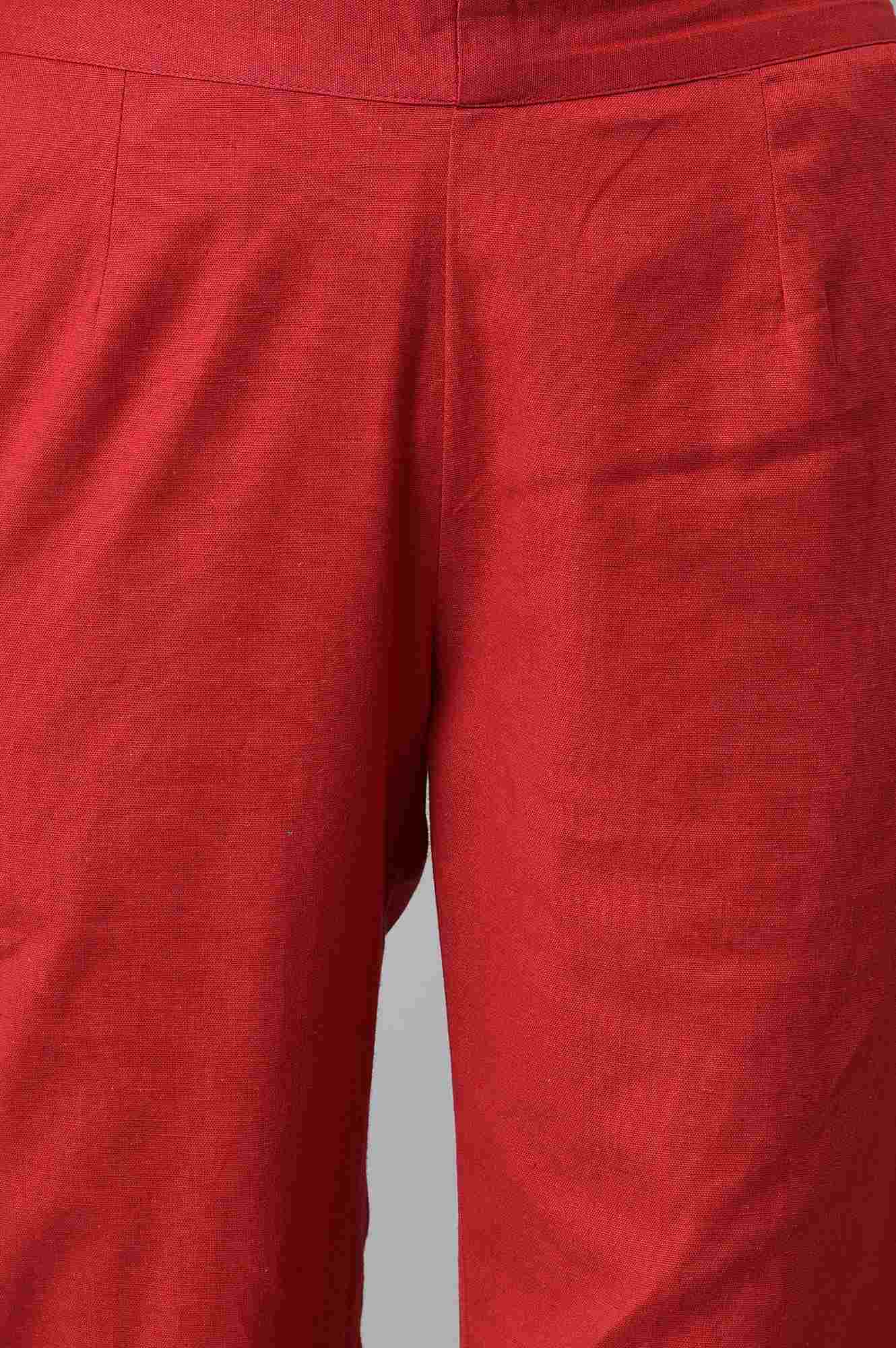 Red Ankle Length Aurelia Trousers - Image 6