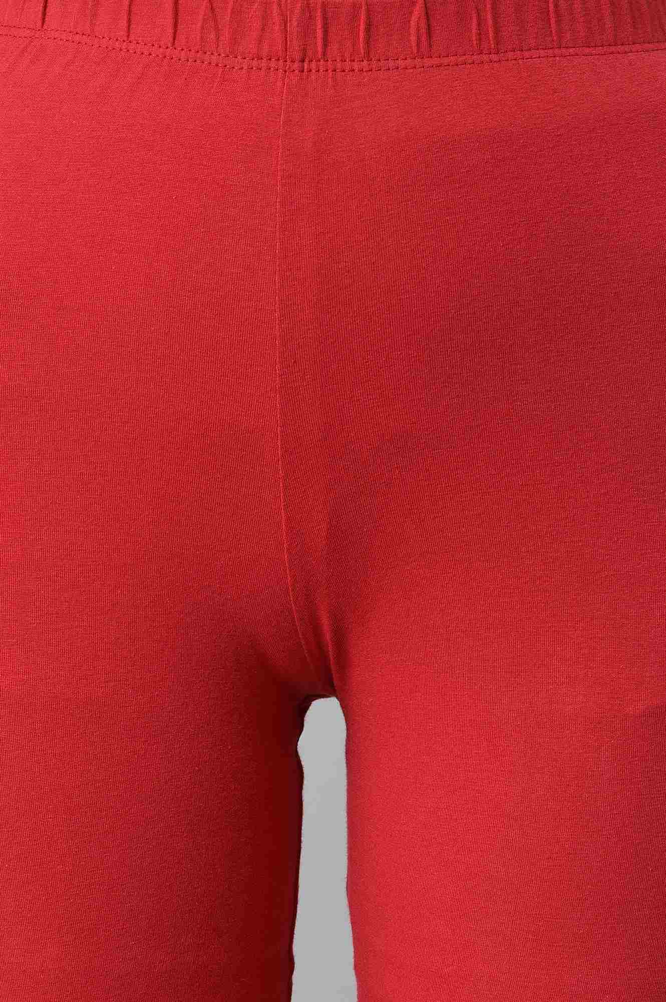 Red Cotton Lycra Tights - Image 6