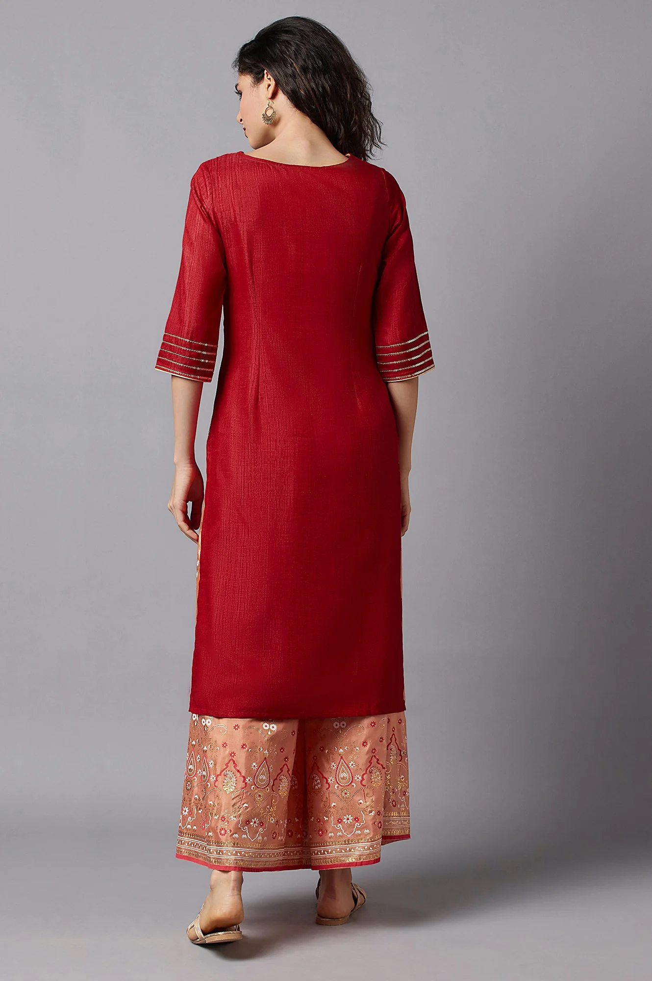 Red Festive Ethnic kurta - Image 2