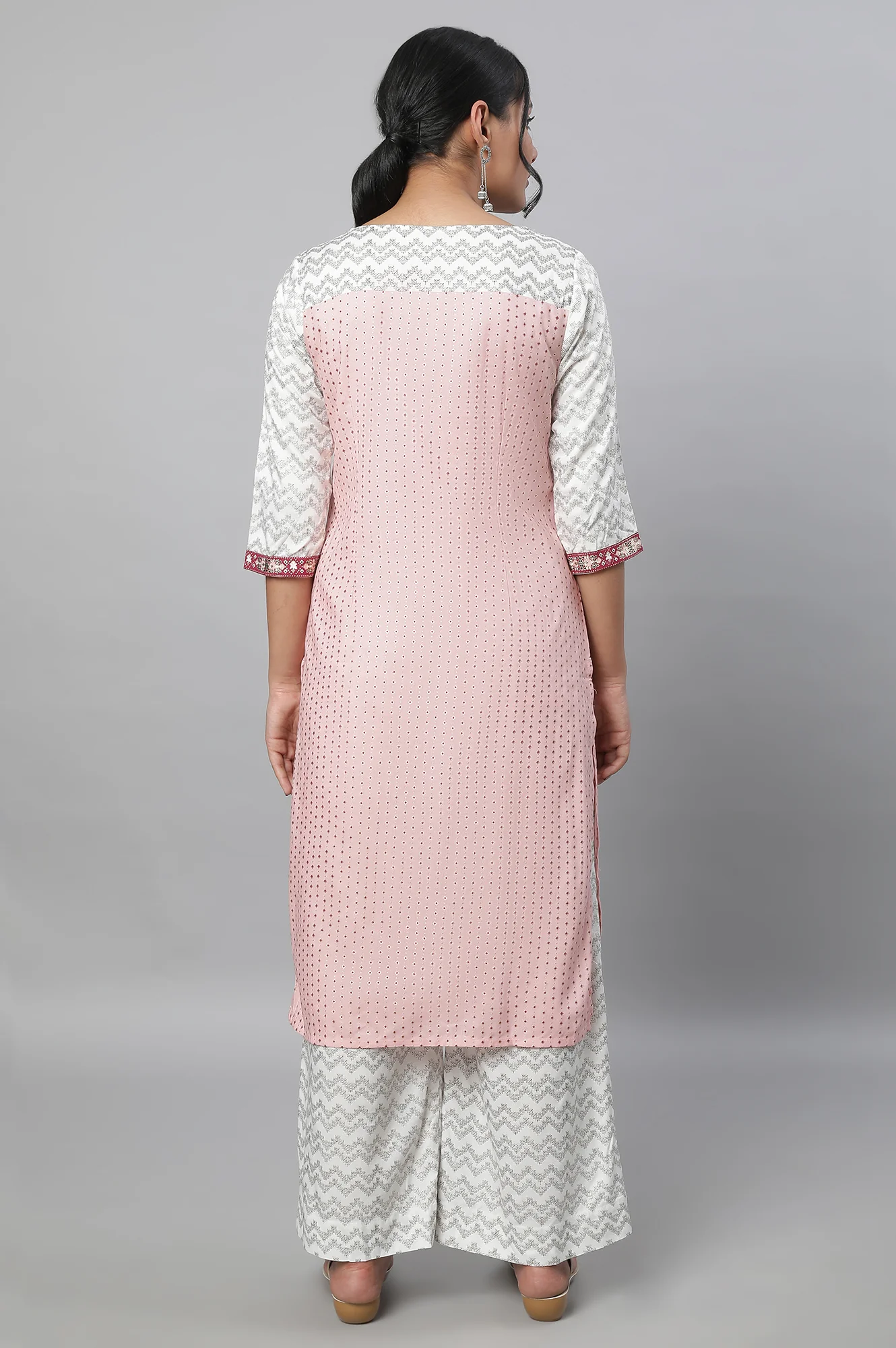 Red Festive kurta & Palazzo Set - Image 2