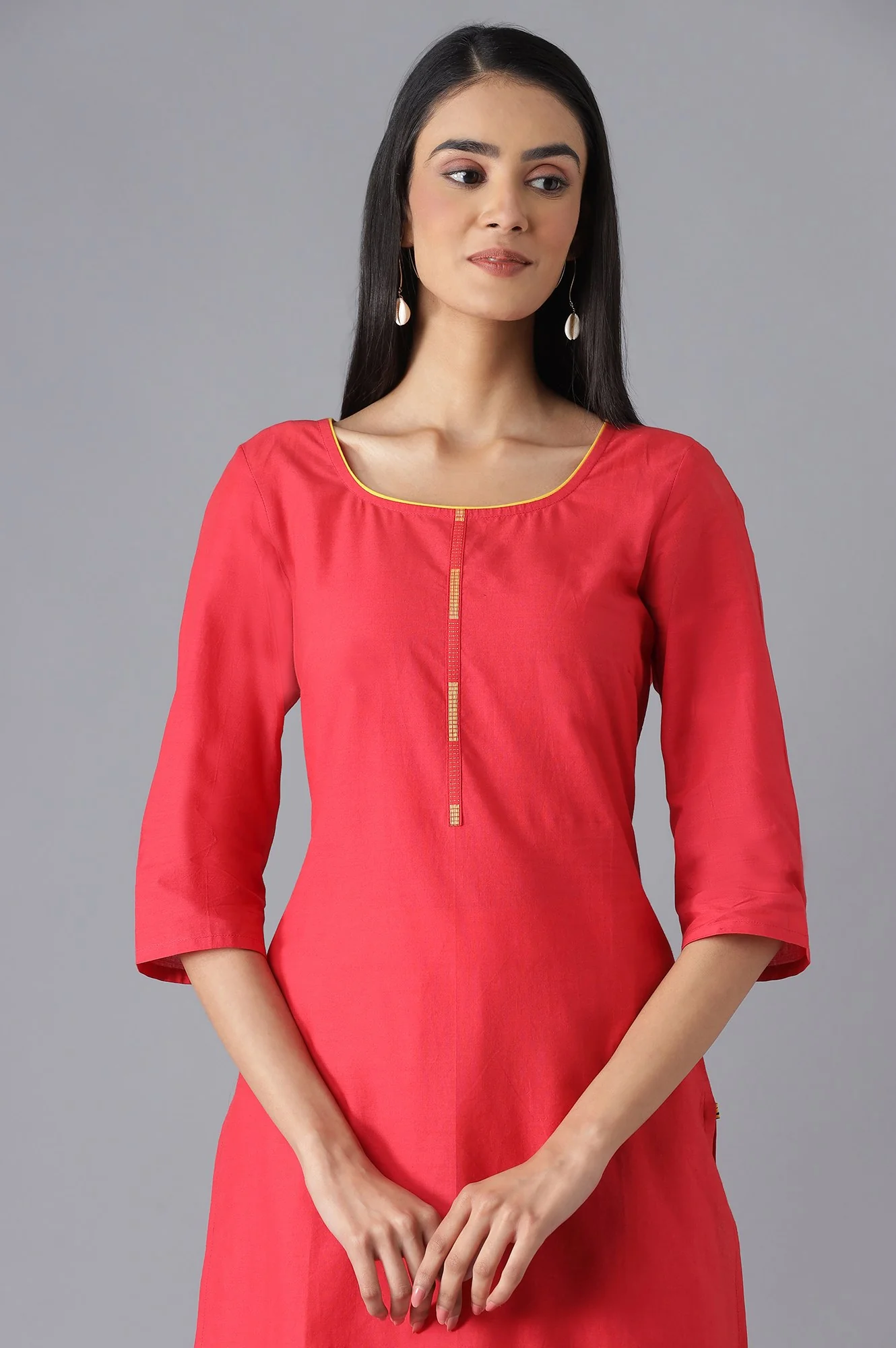 Red kurta and Yellow Palazzo Set - Image 5