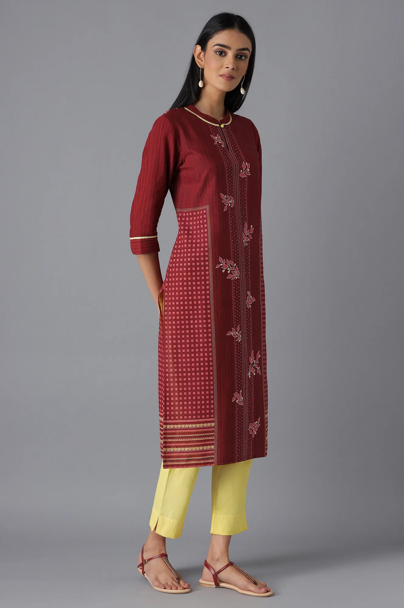 Red Printed kurta - Image 4