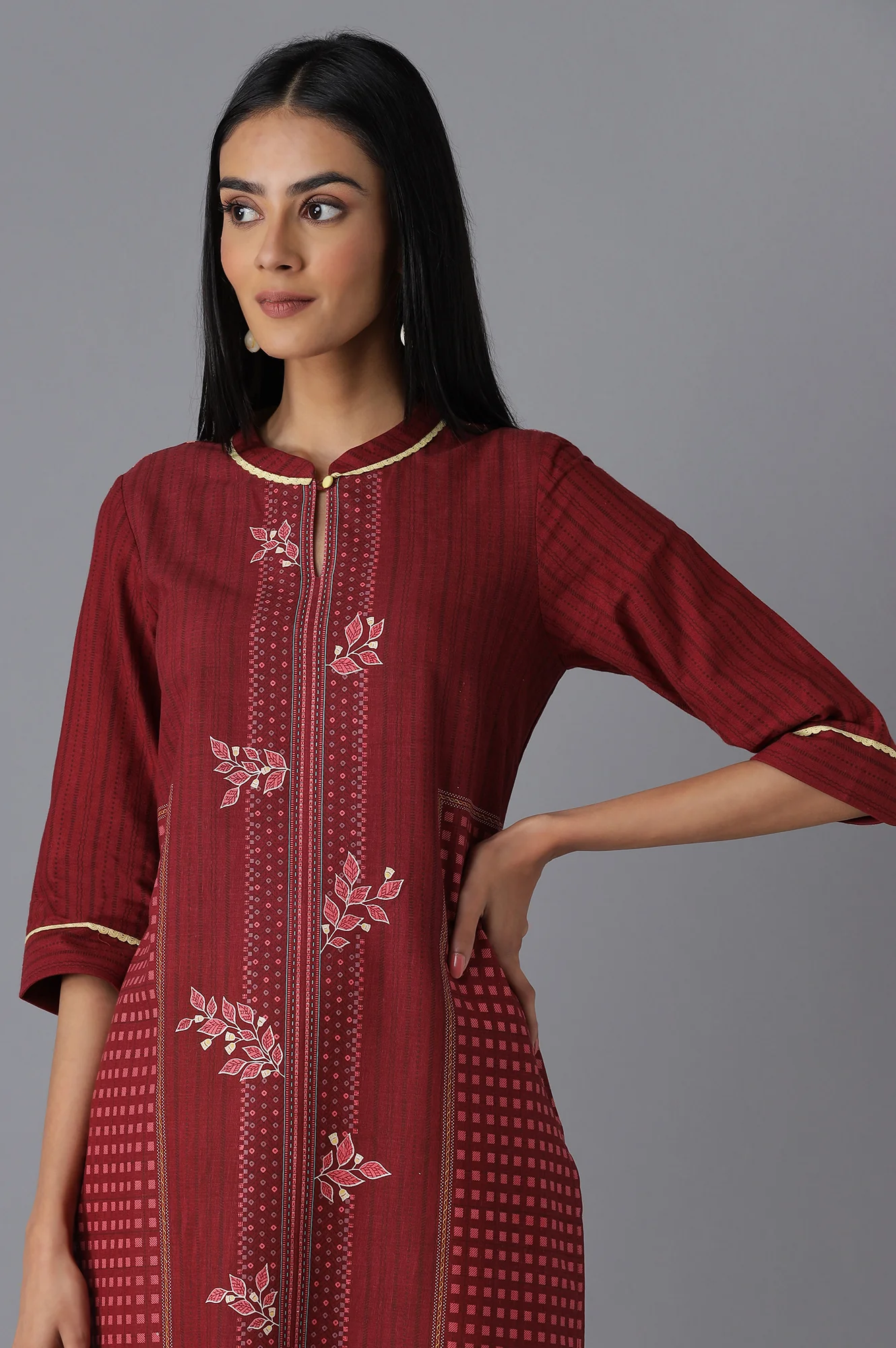 Red Printed kurta - Image 5