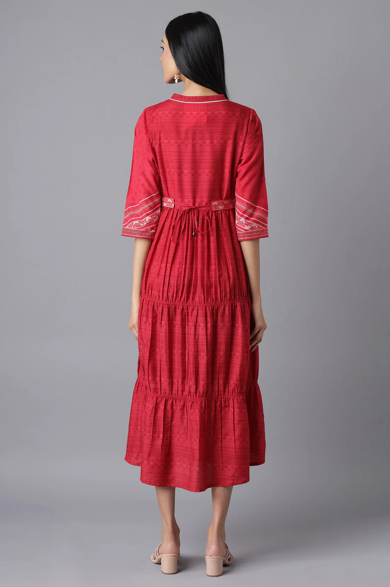 Red Printed Printed Dress - Image 2