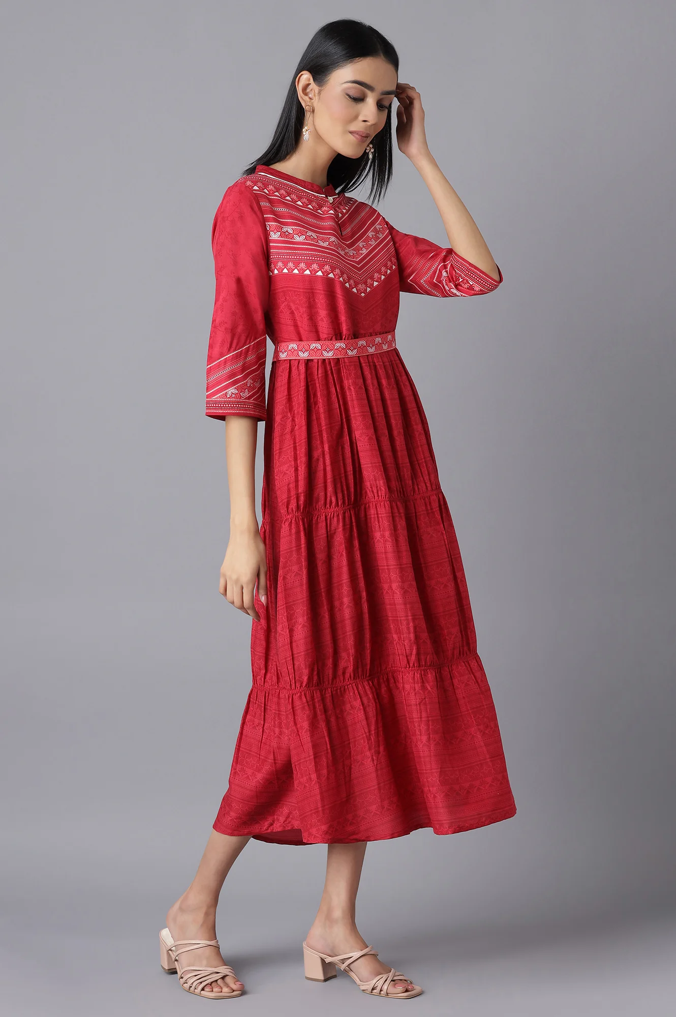 Red Printed Printed Dress - Image 4