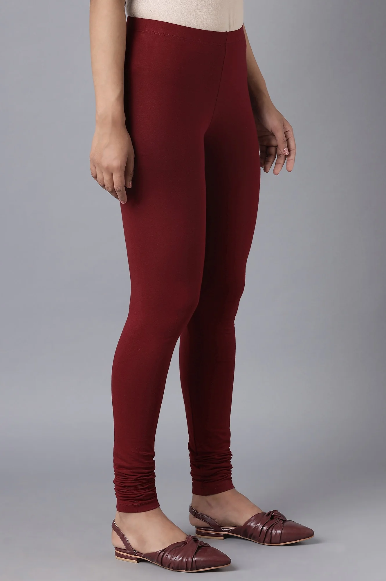 Maroon Skin Fit Churidar - Image 4