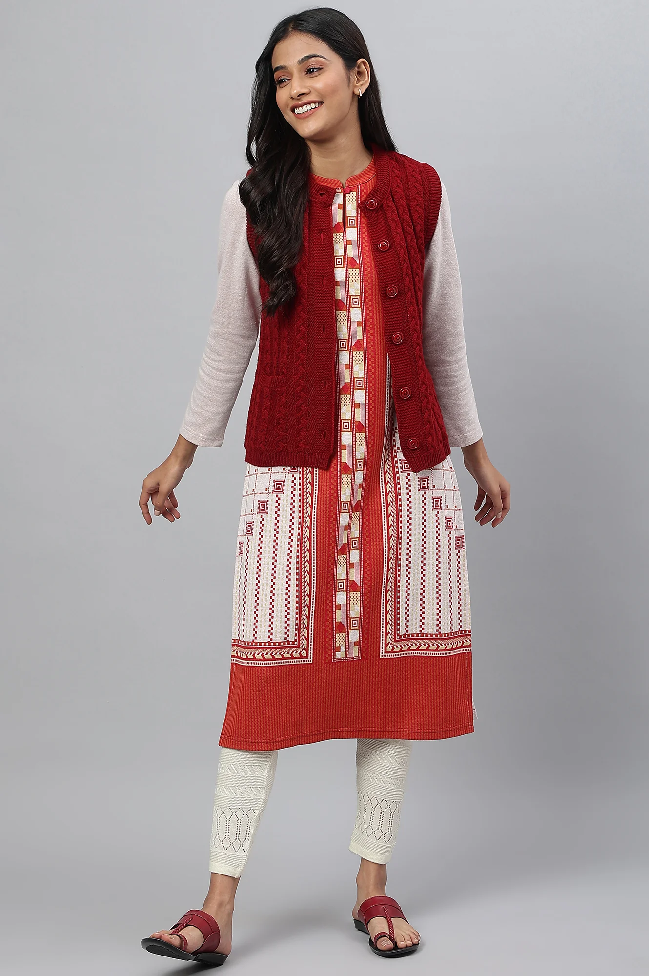 Red Sleeveless Women Short Sweater - Image 5